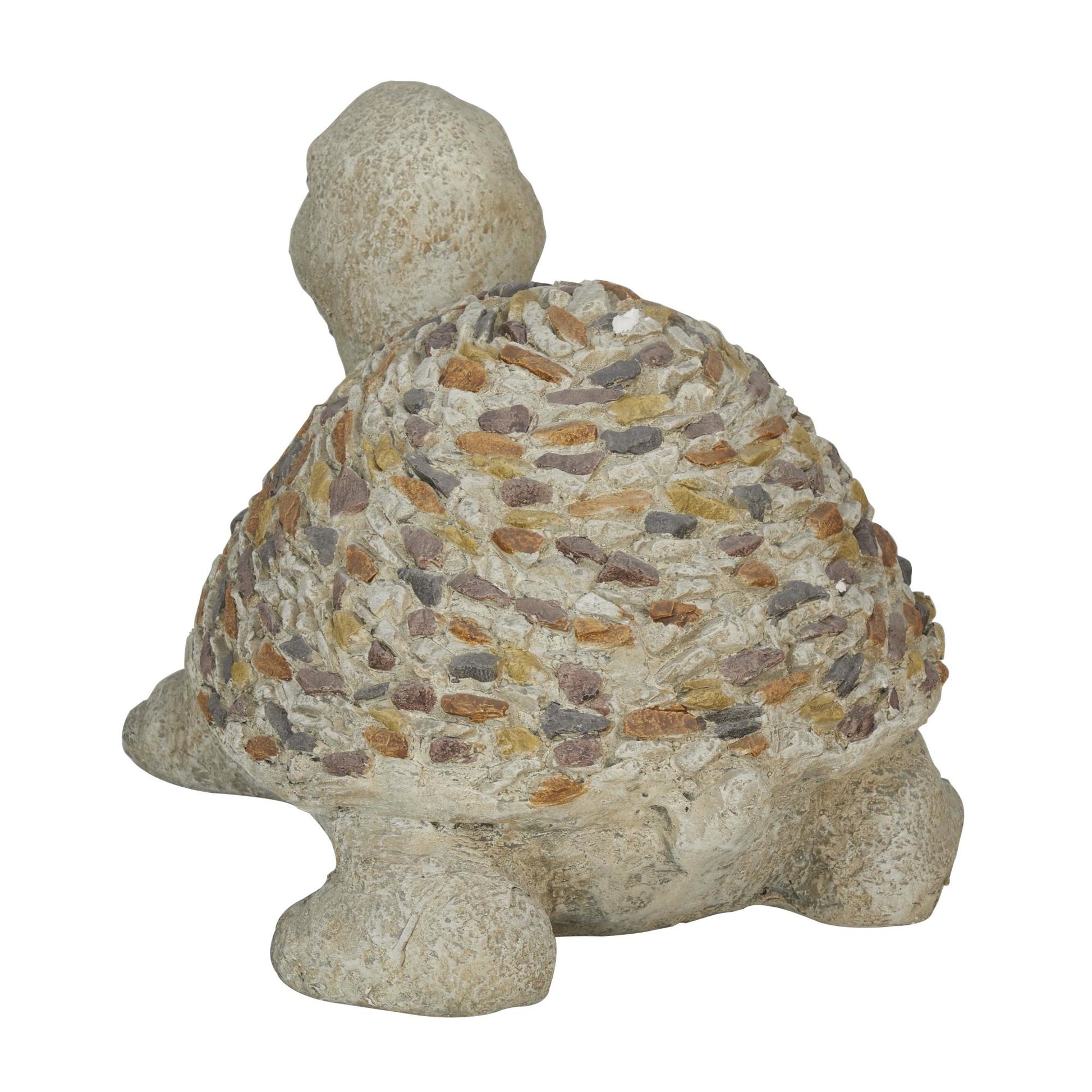 Turtle White Polystone Indoor Outdoor Decorative Garden Sculpture with Stone Mosaic Design