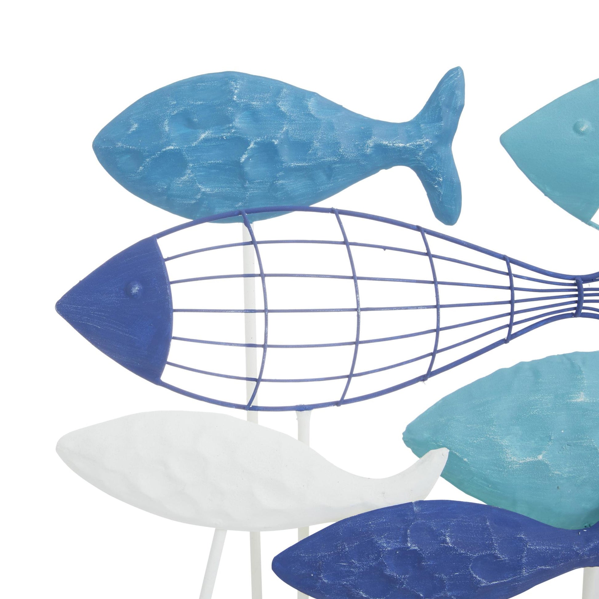 Fish Blue Metal Decorative Sculpture