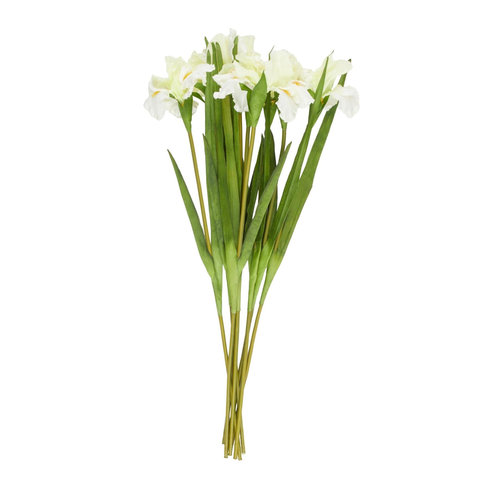 Set of 8 Iris White Plastic Tall Indoor Outdoor Artificial Flower Stem