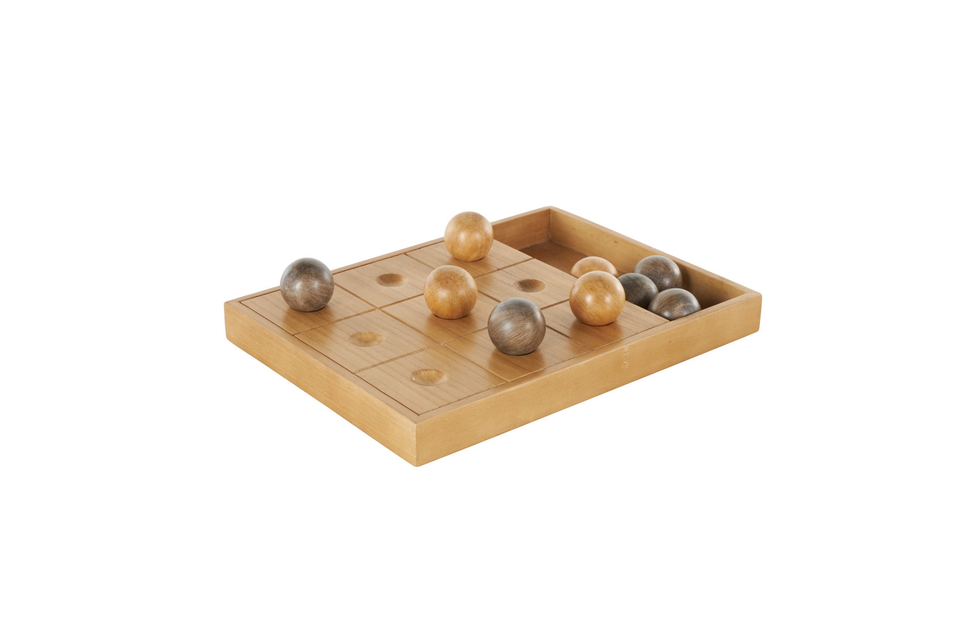 Tic Tac Toe Brown Wood Home Decor Game Set with 9 Balls