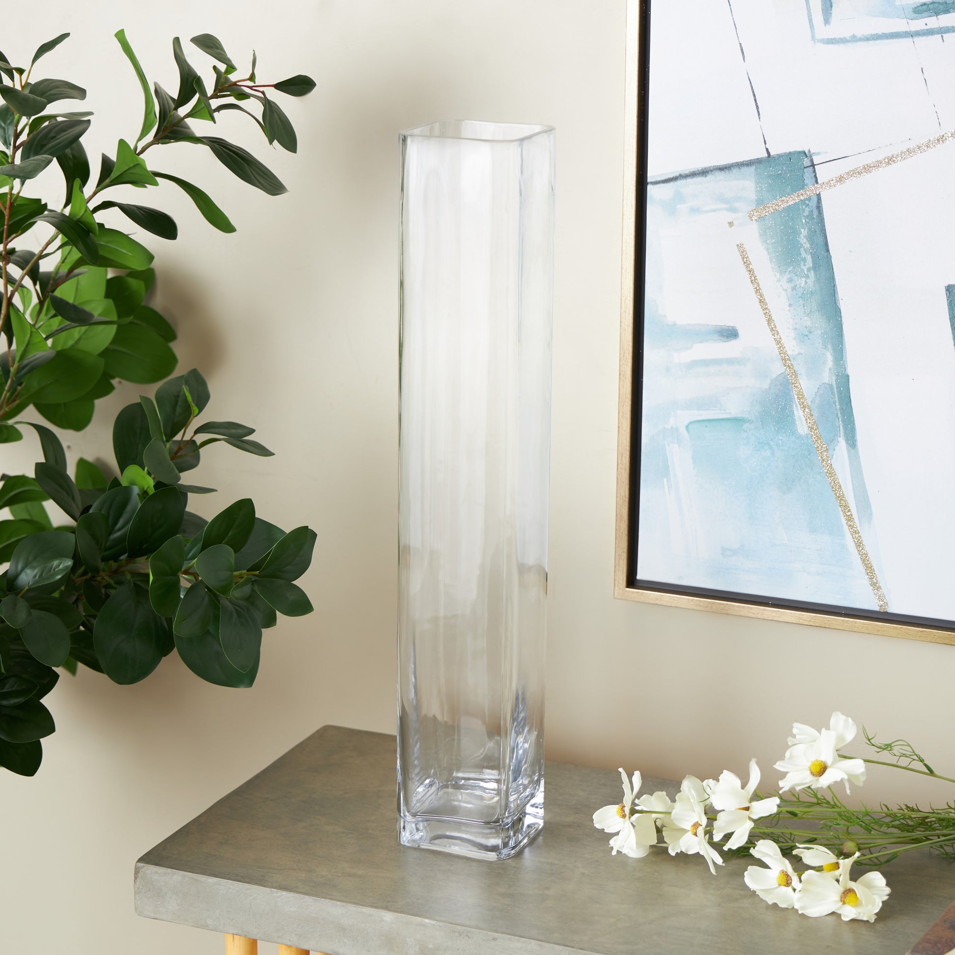 Clear Glass Tall Decorative Vase