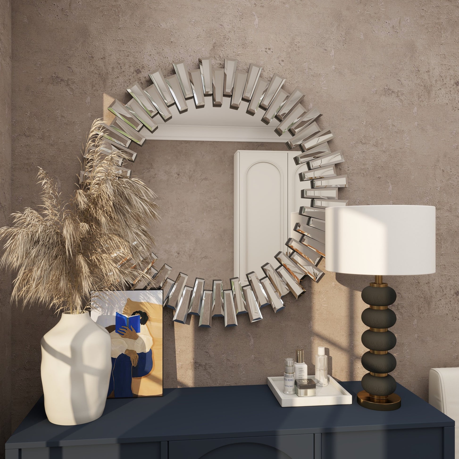CosmoLiving by Cosmopolitan Starburst Silver Glass Room Wall Mirror