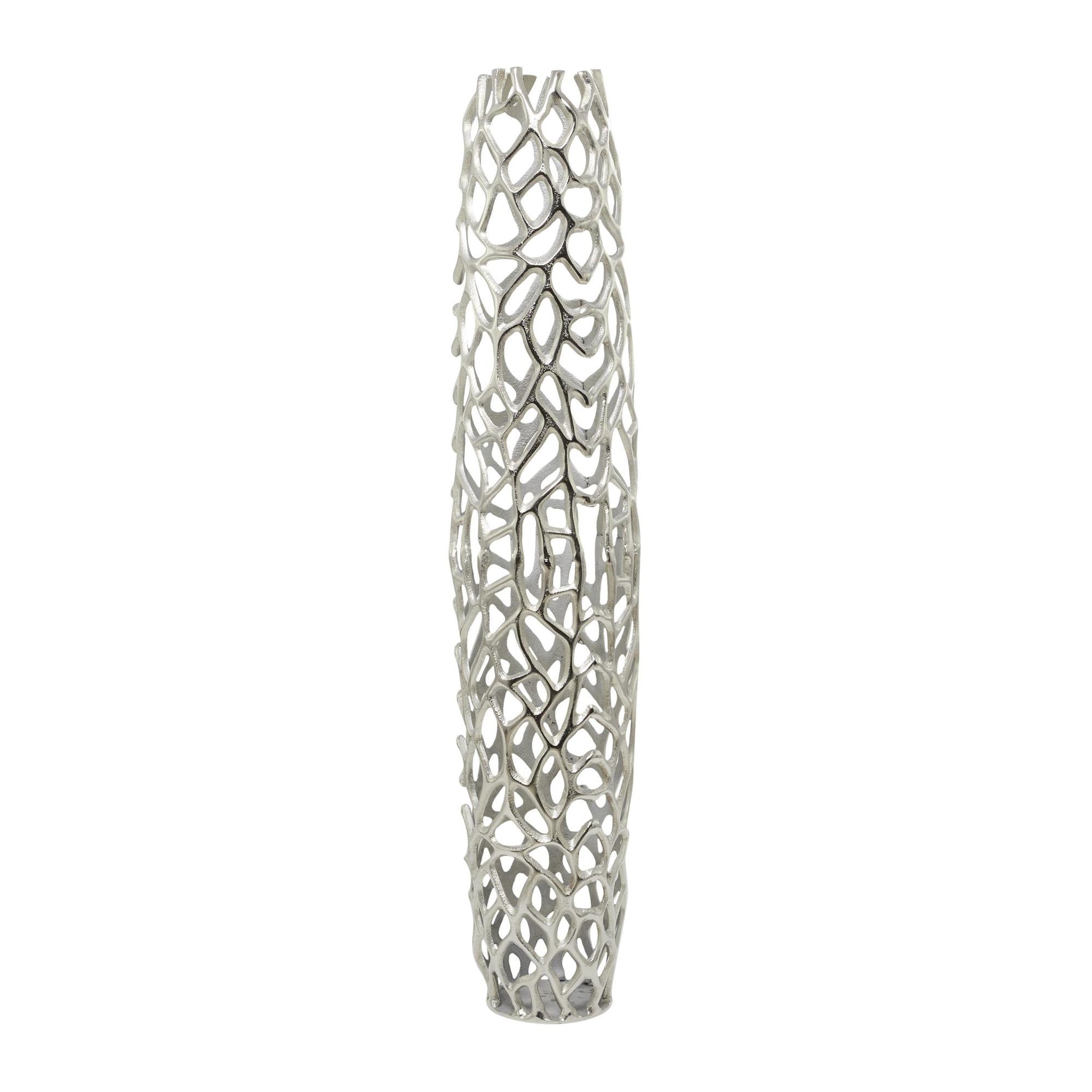 Coral Aluminum Metal Cutout Tall Floor Decorative Vase