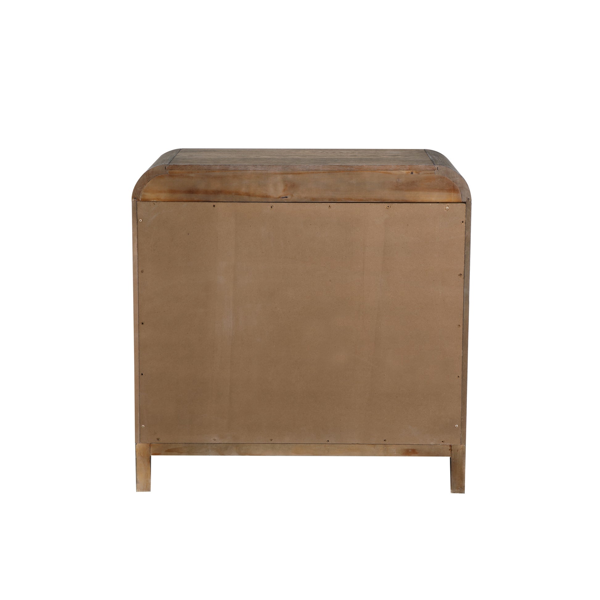 Brown Wooden 3 Drawer Room Dresser with Natural Wood Grains and Black Handles