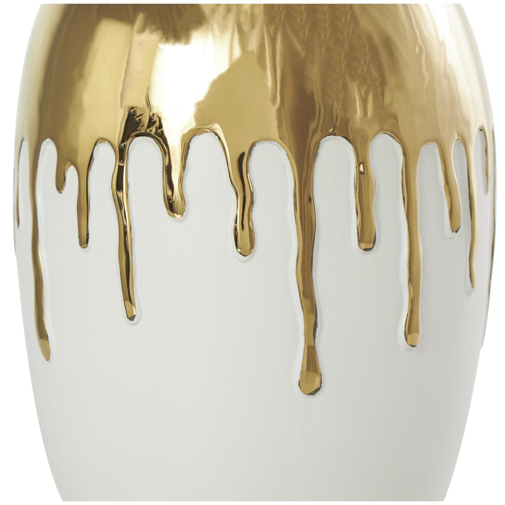 CosmoLiving by Cosmopolitan Abstract Ceramic Decorative Vase with Abstract Gold Melting Drips