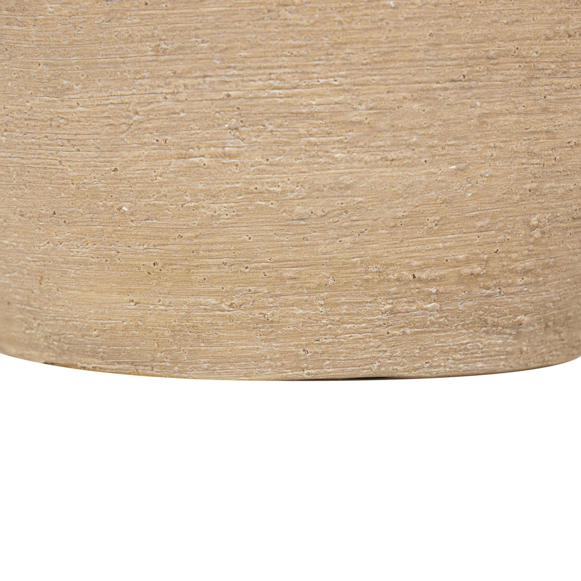 Beige Ceramic Wide Textured Decorative Vase