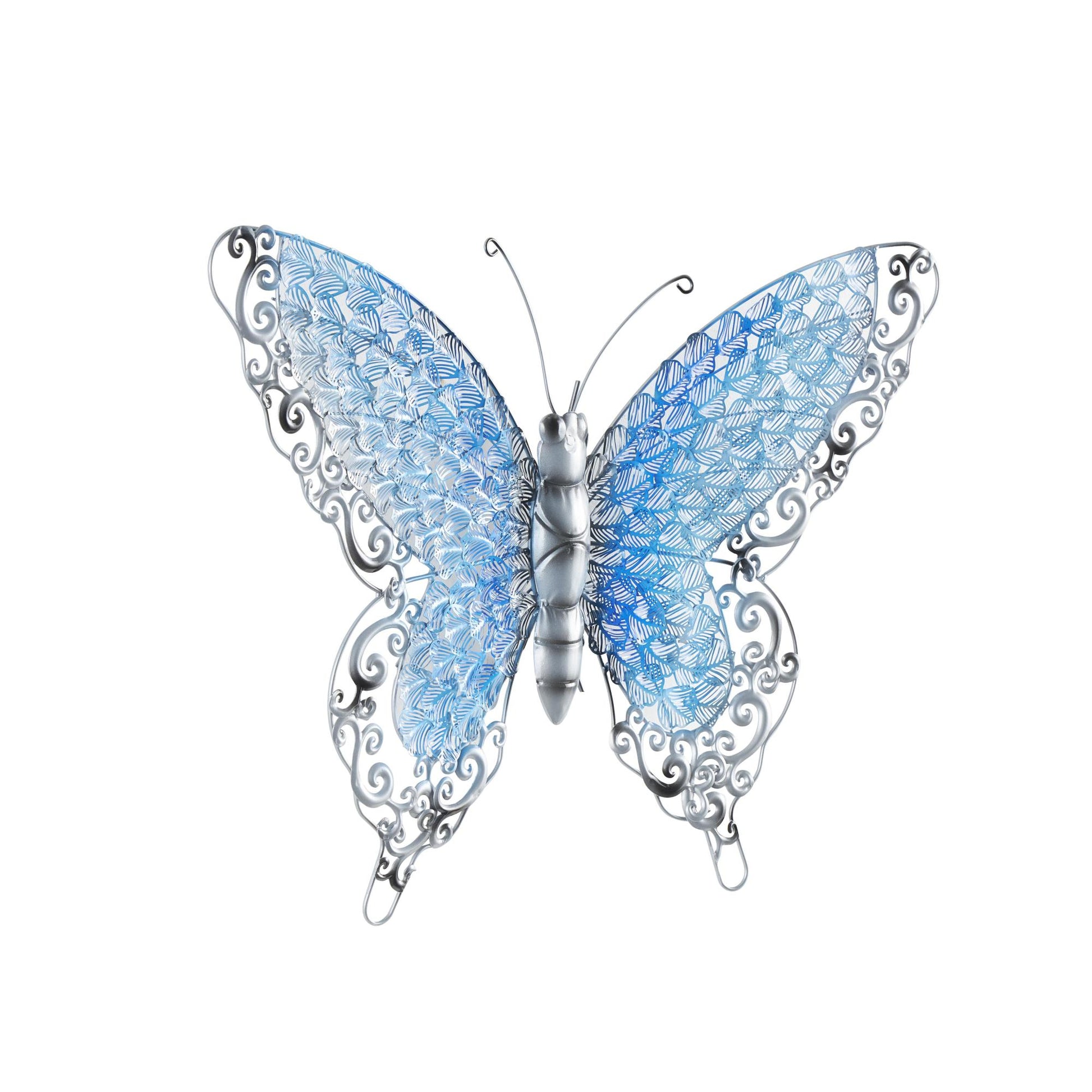 Butterfly Metal Cutout Home Wall Decor with Silver Scroll Details