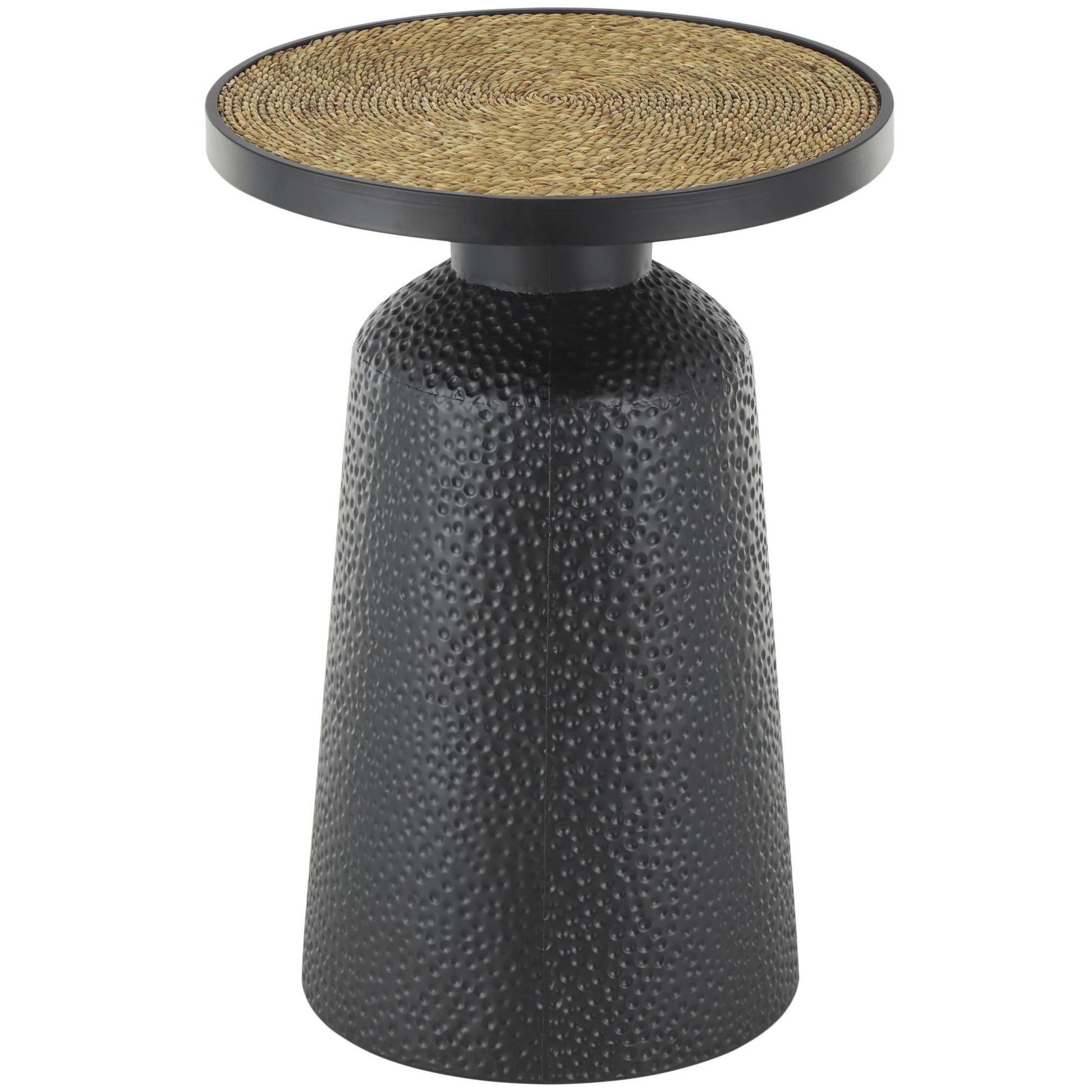 Black Metal Handmade Side End Accent Table with Rope Tabletop