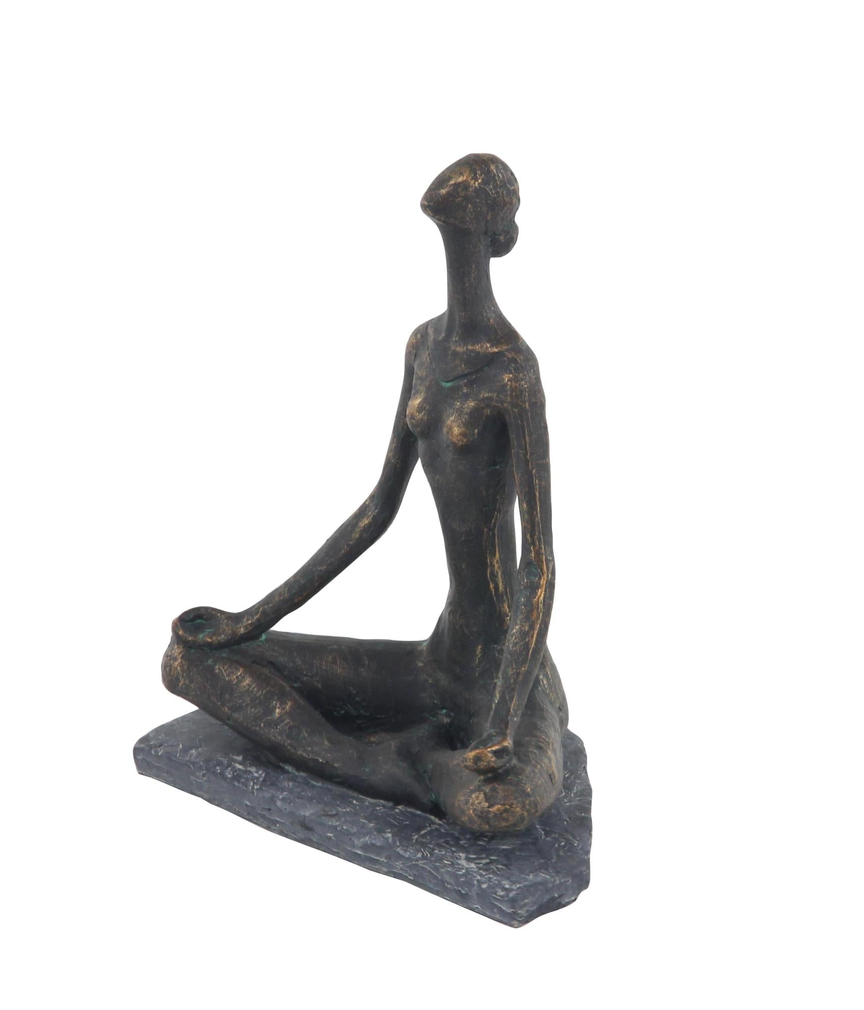Yoga Black Polystone Decorative Sculpture