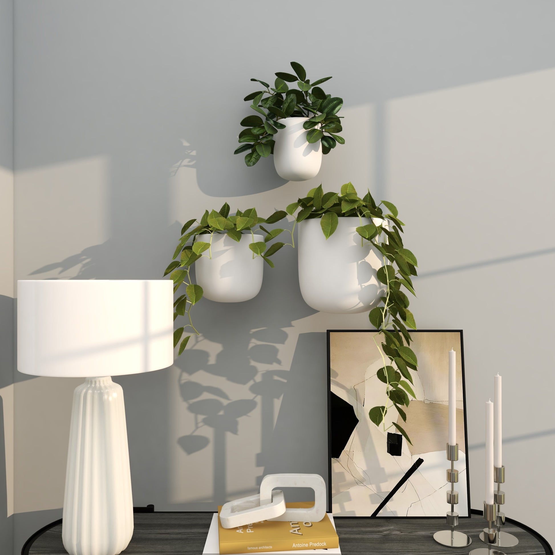 Set of 3 Metal Floating Indoor Outdoor Wall Planter