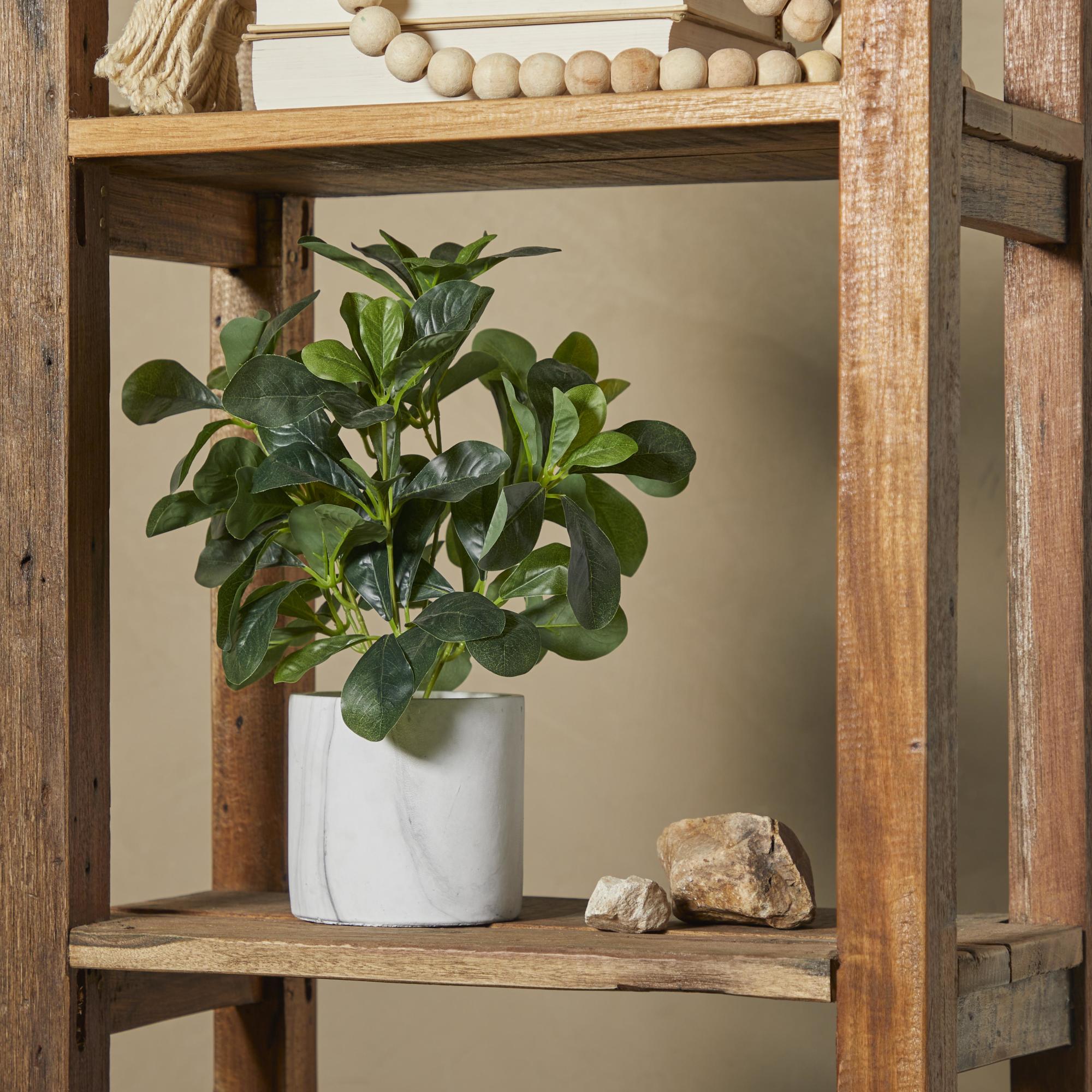 Eucalyptus Green Faux Foliage Indoor Outdoor Artificial Plant with Realistic Leaves and White Marble Pot