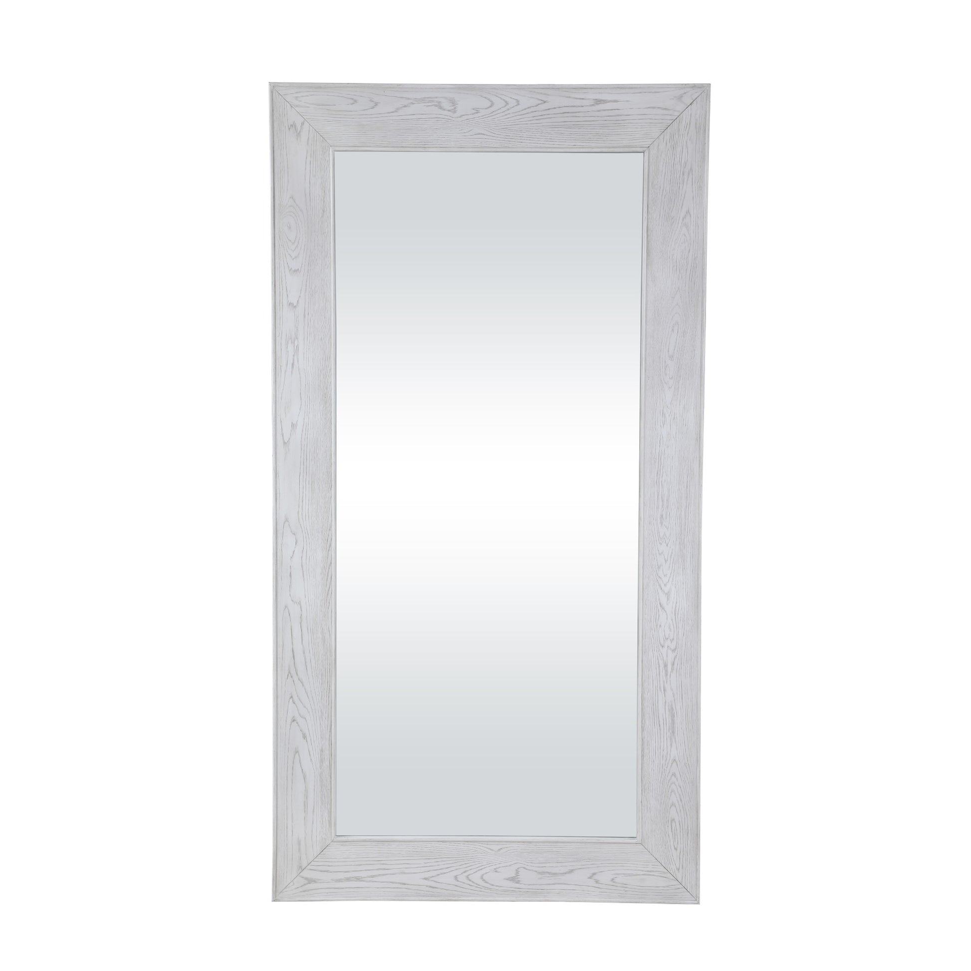 Silver Wood Room Floor Mirror with Natural Wood Grains