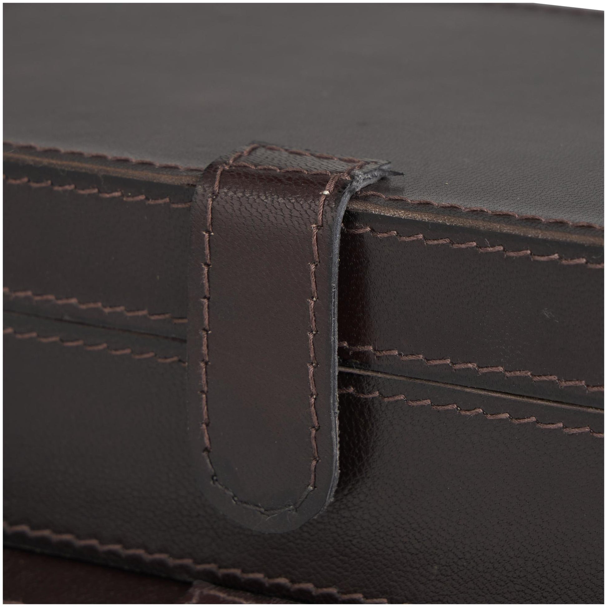 Set of 2 Leather Handmade Decorative Box with Snap Front Closure and Detailed Stitching