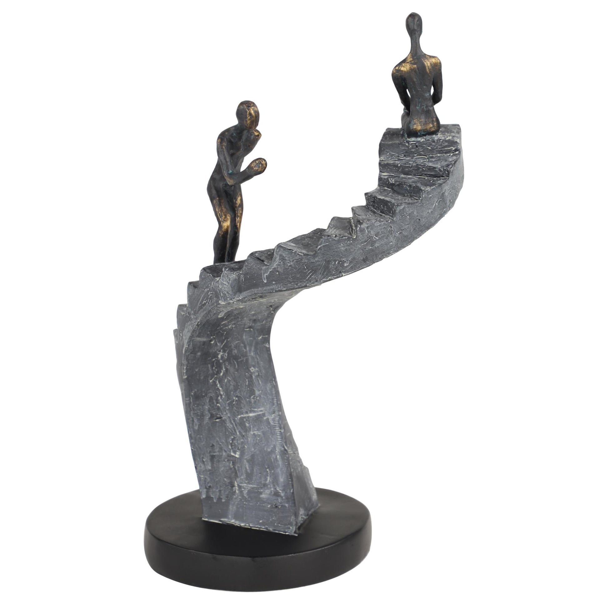 People Black Polystone Decorative Sculpture with Stairs