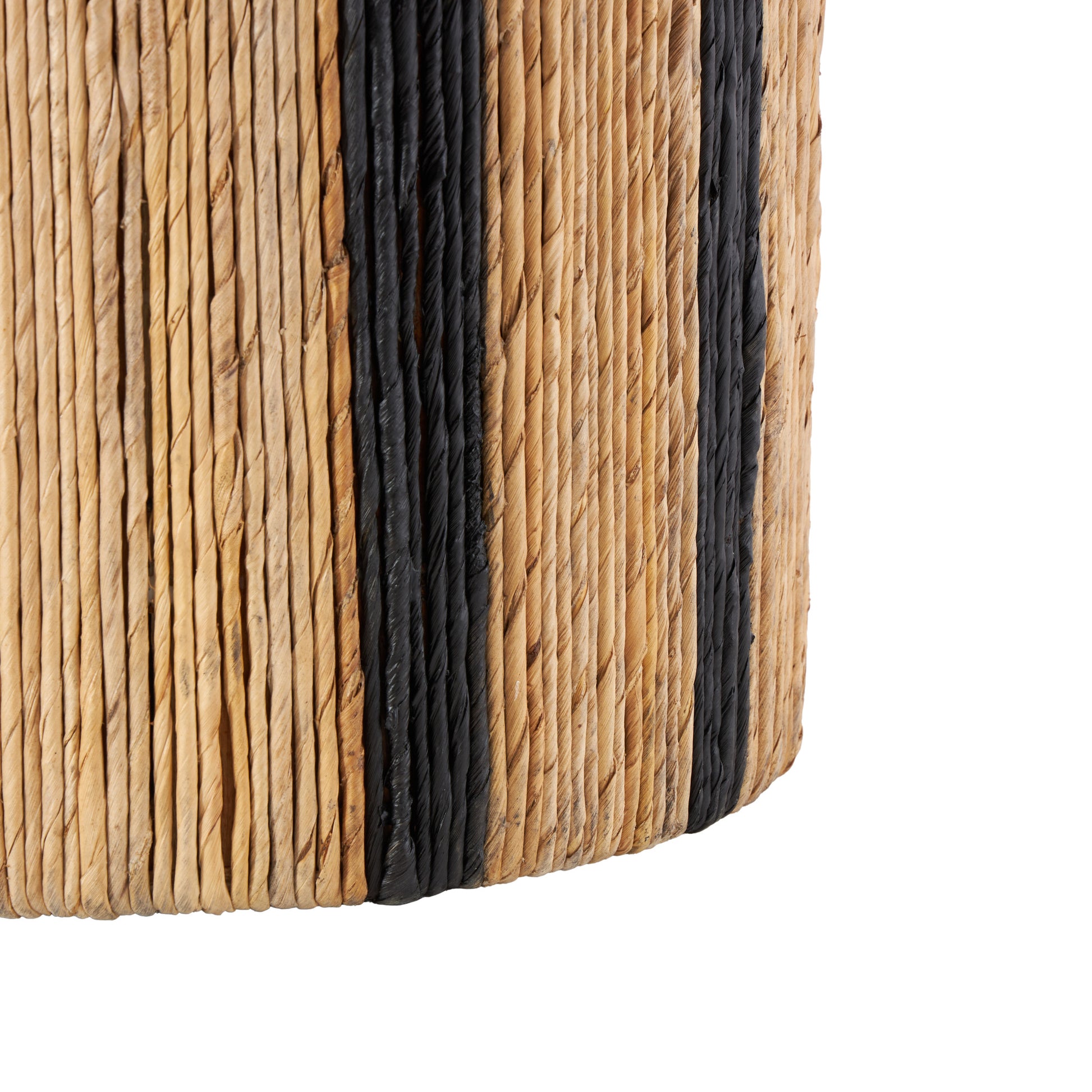 Brown Banana Leaf Handmade Linear Wrapped Side End Accent Table
