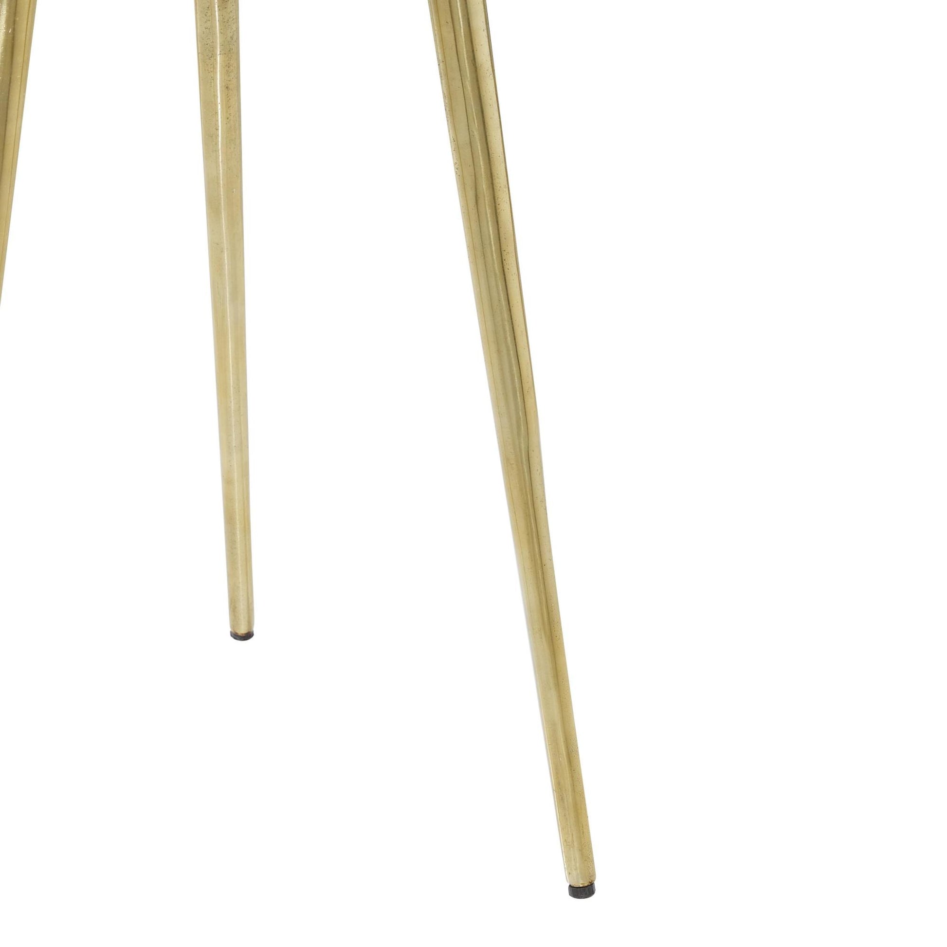 Gold Aluminum Metal Side End Accent Table with Marble Top