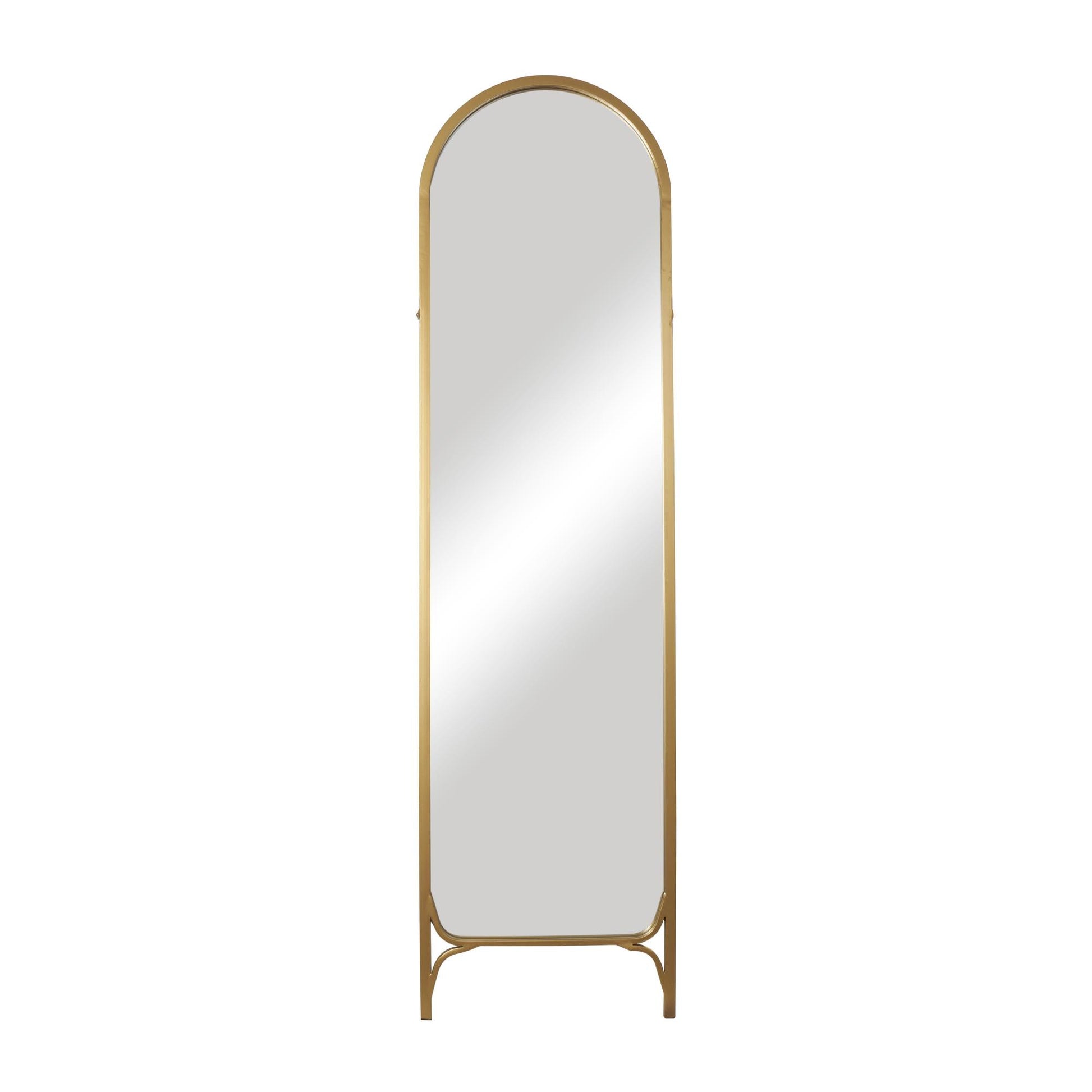 Gold Metal Arched Freestanding Foldable Room Floor Mirror