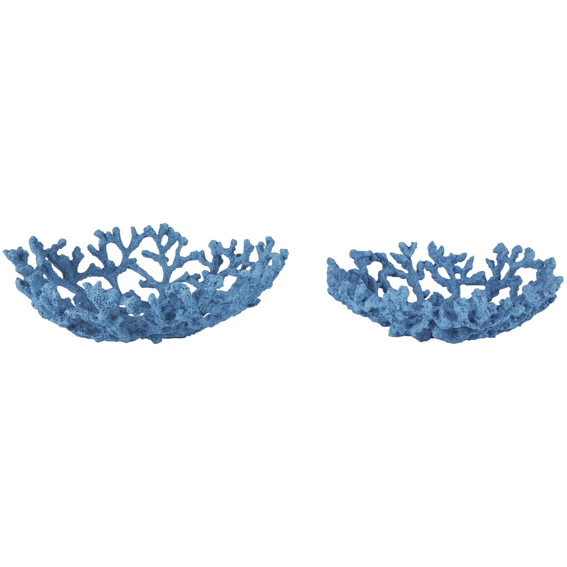 Set of 2 Coral Resin Textured Large Decorative Bowl