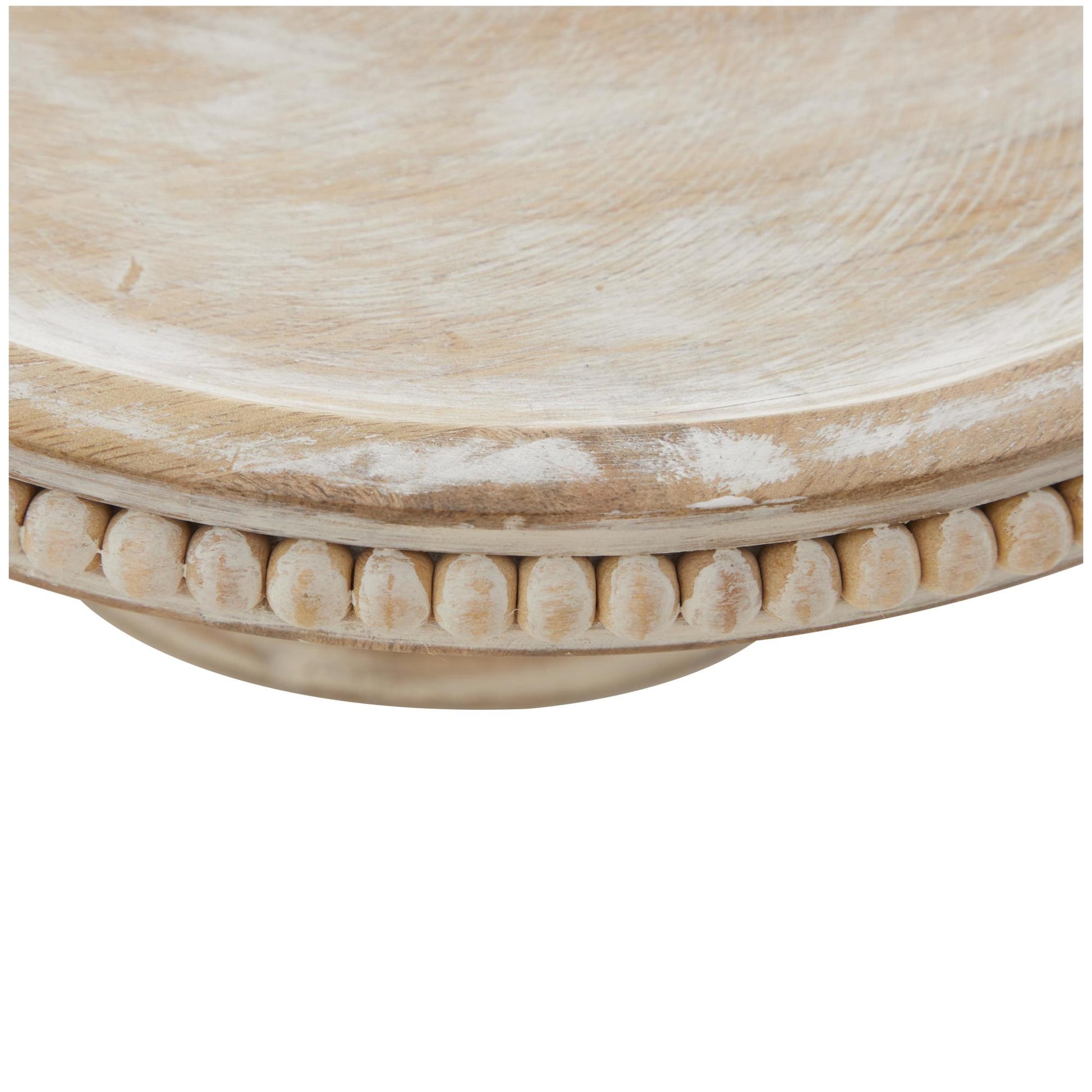 Floral Cream Mango Wood Decorative Cake Stand with Glass Dome