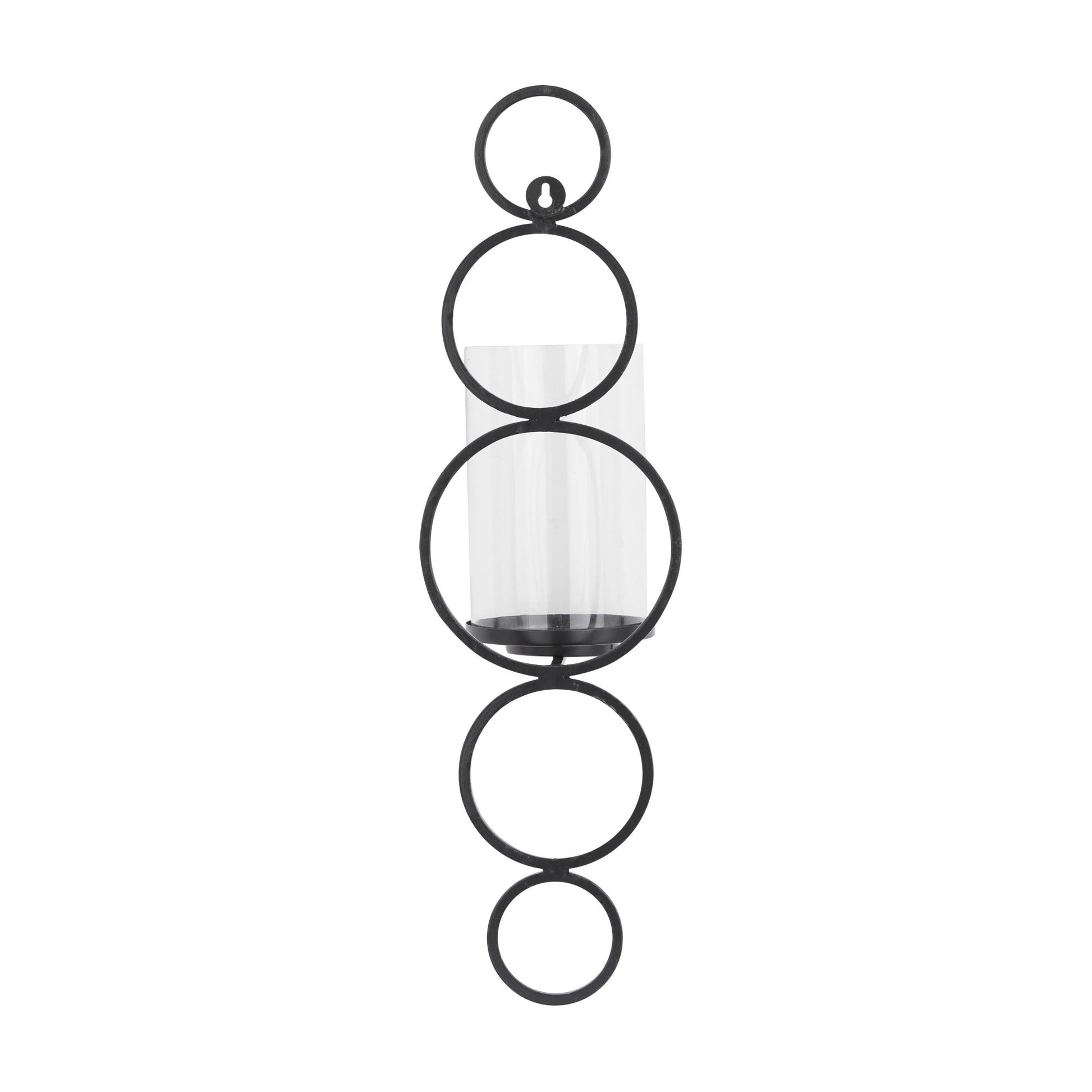 CosmoLiving by Cosmopolitan Metal Single Candle Indoor Outdoor Wall Sconce with Glass Holder