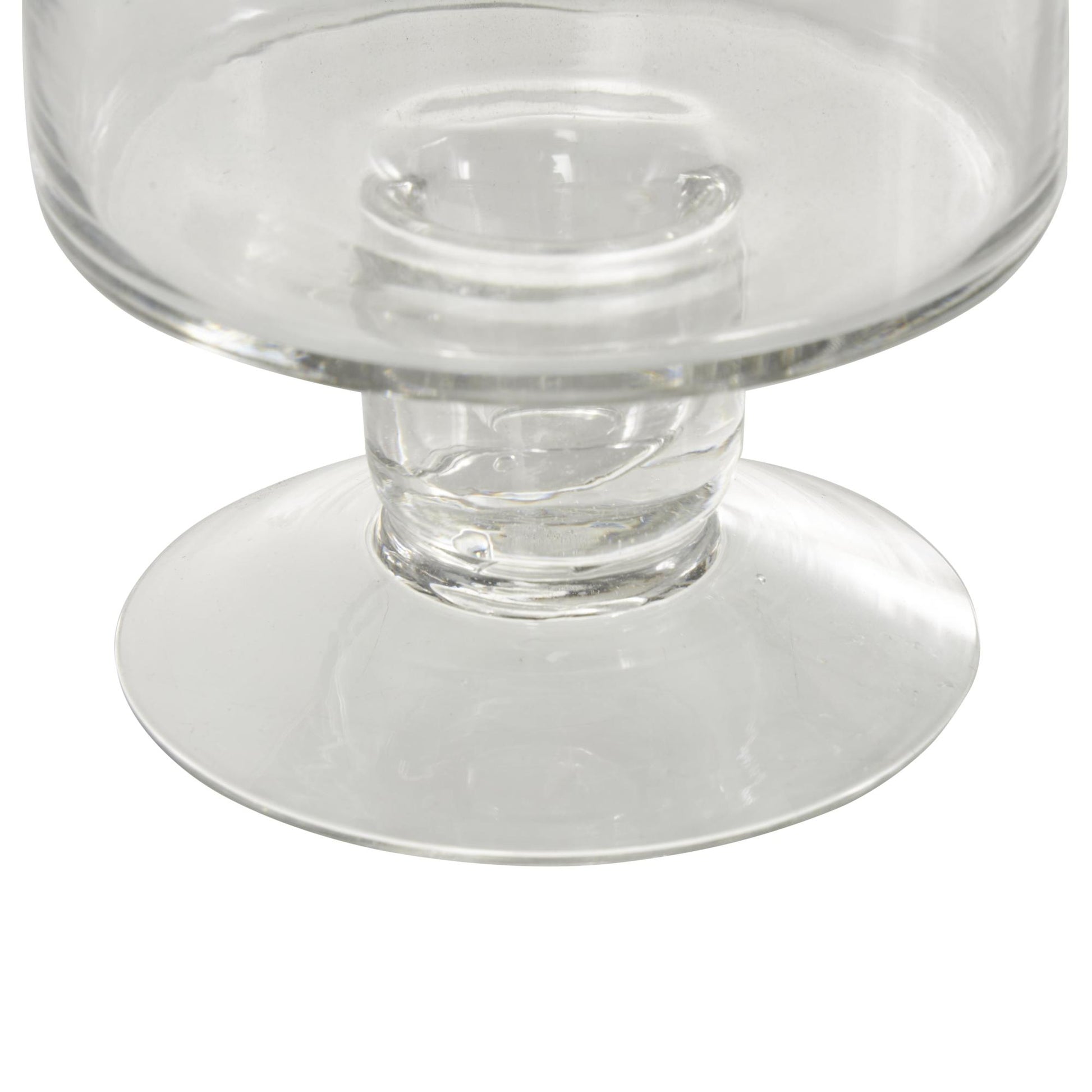 Clear Glass Wide Decorative Candle Holder with Elevated Base