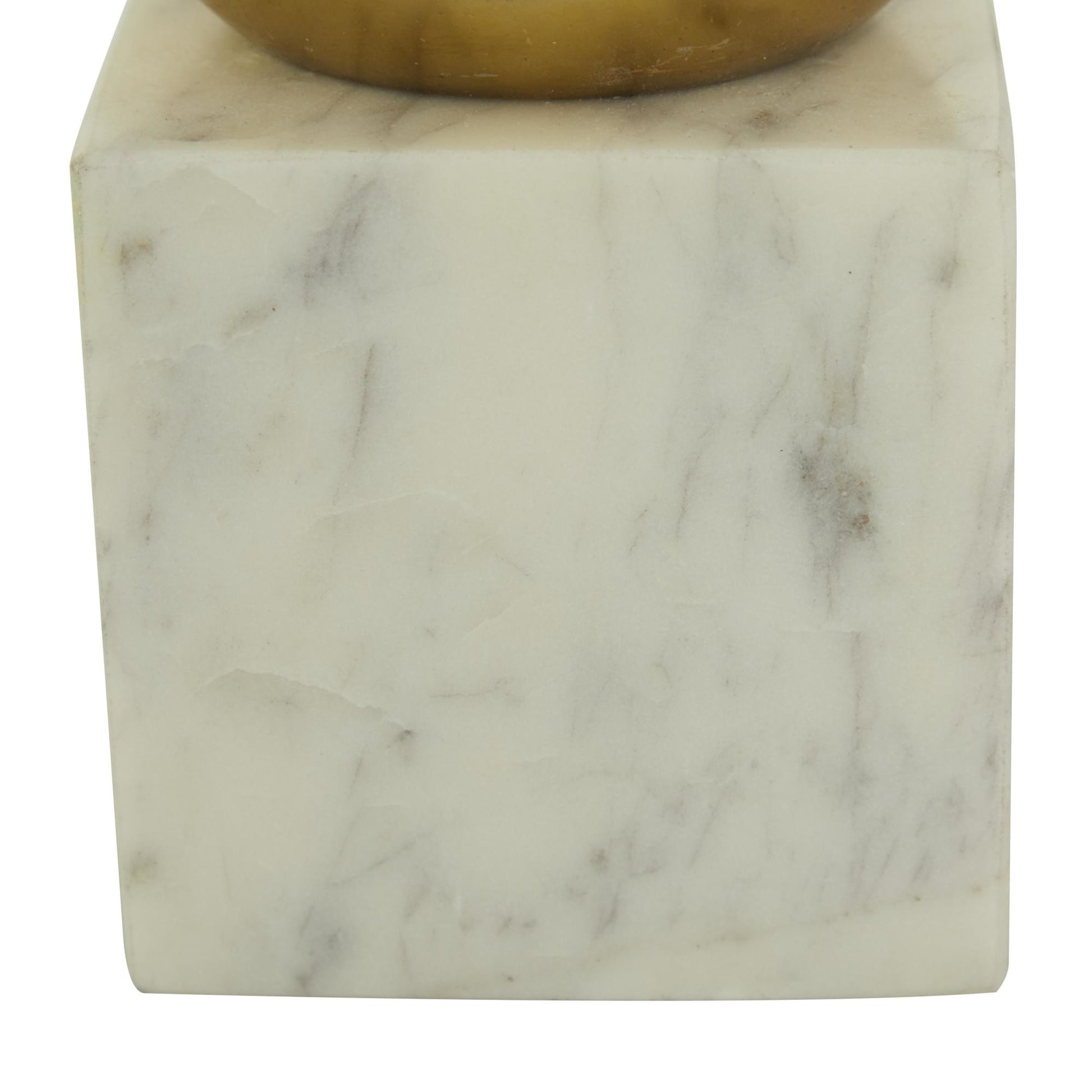 CosmoLiving by Cosmopolitan Set of 2 Marble 7 lbs Decorative Bookends with Silver Aluminum Orb