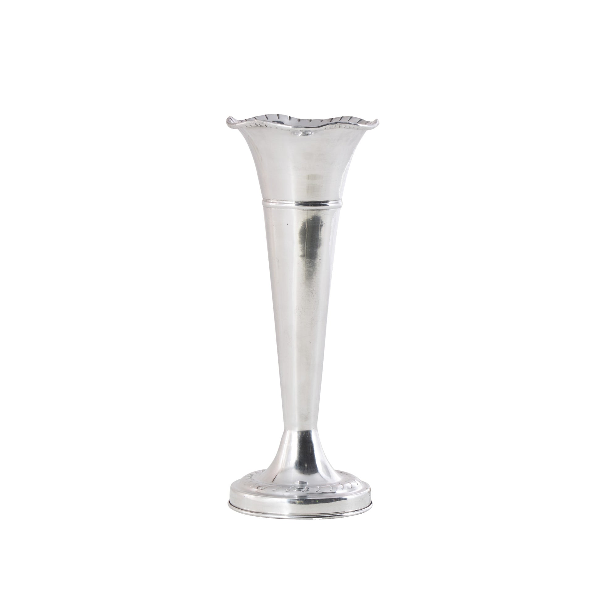 Silver Aluminum Metal Flute Shaped Decorative Vase