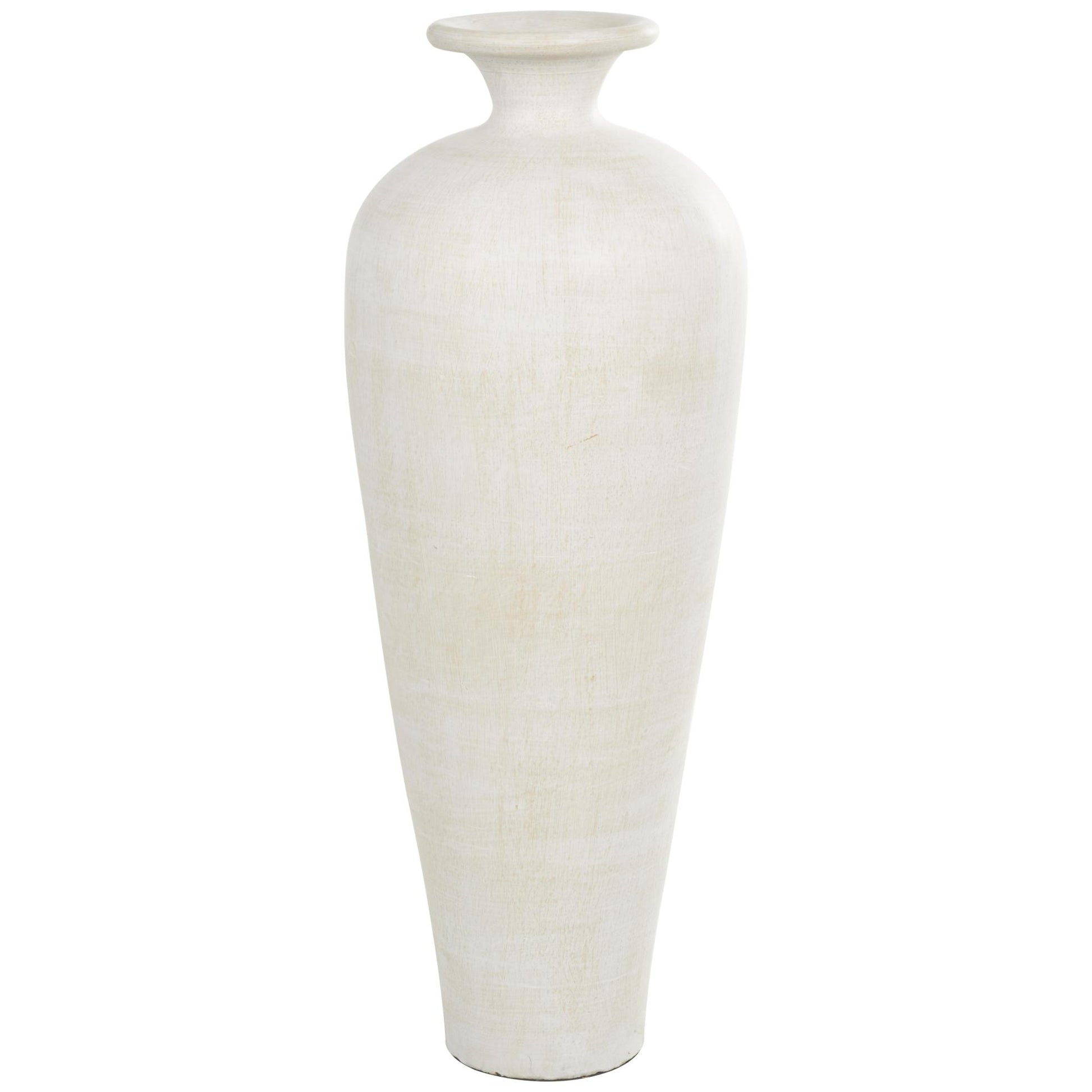 Beige Ceramic Tall Amphora Floor Decorative Vase