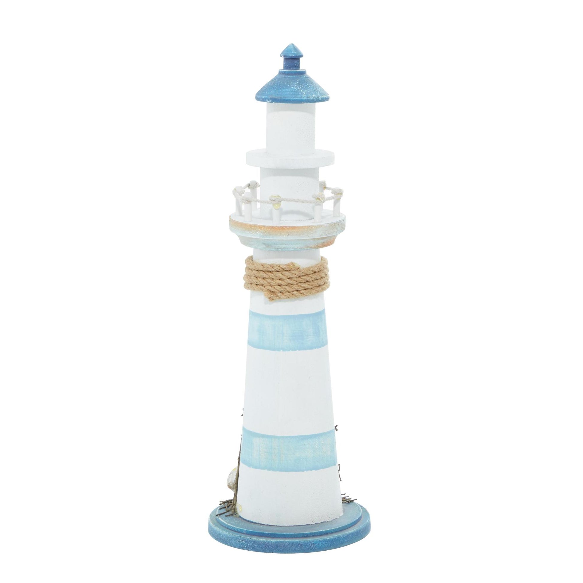 Light House Blue Wood Decorative Sculpture with Netting