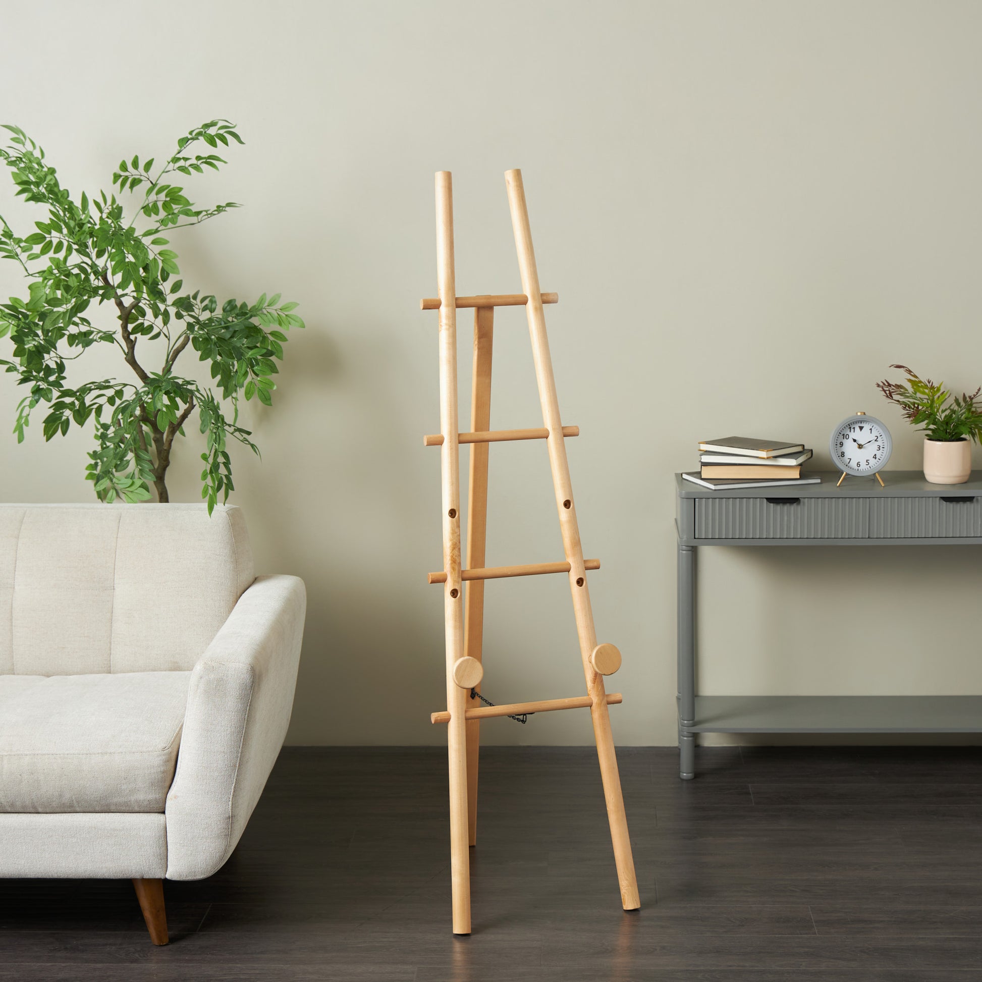 Light Brown Wood Handmade Tall Adjustable Floor 3 Tier Display Easel