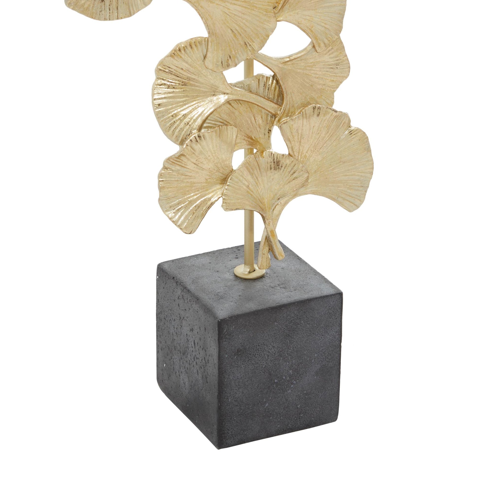 Floral Polystone Handmade Decorative Sculpture with Black Block Base
