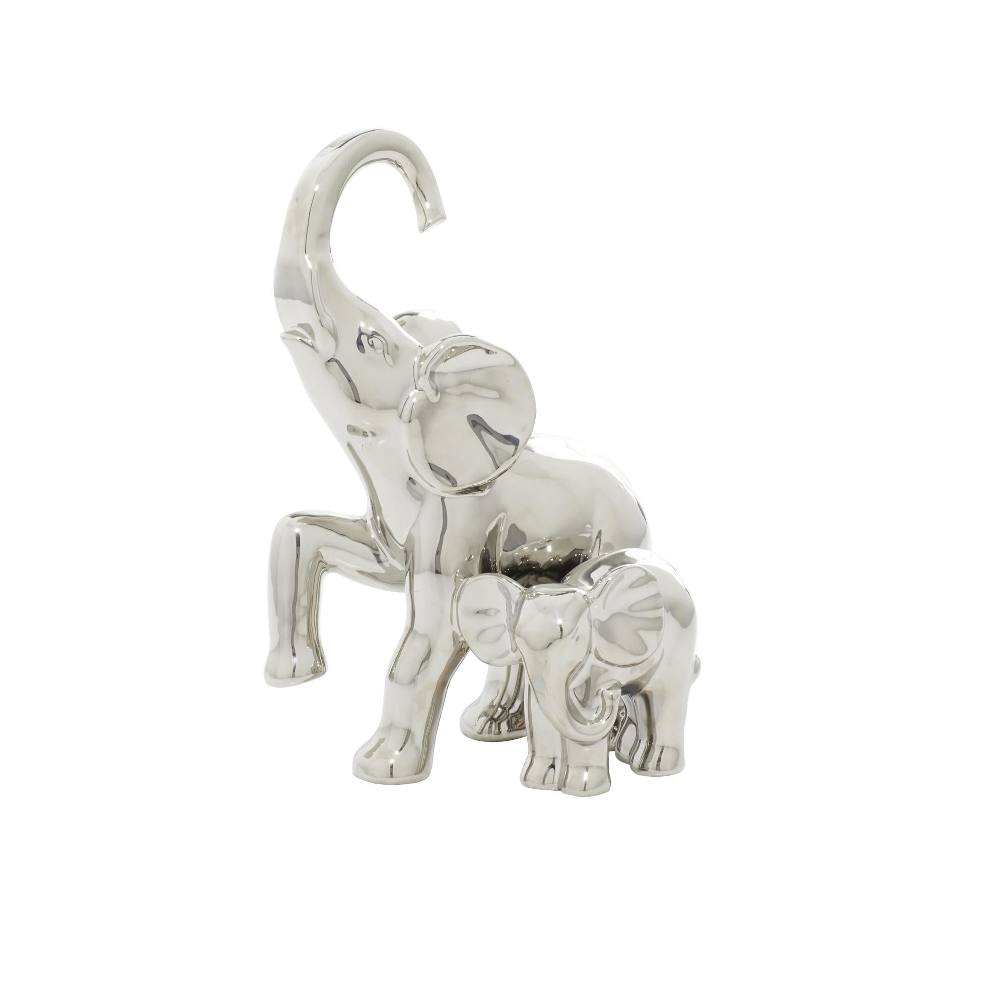 Elephant Silver Ceramic Decorative Sculpture