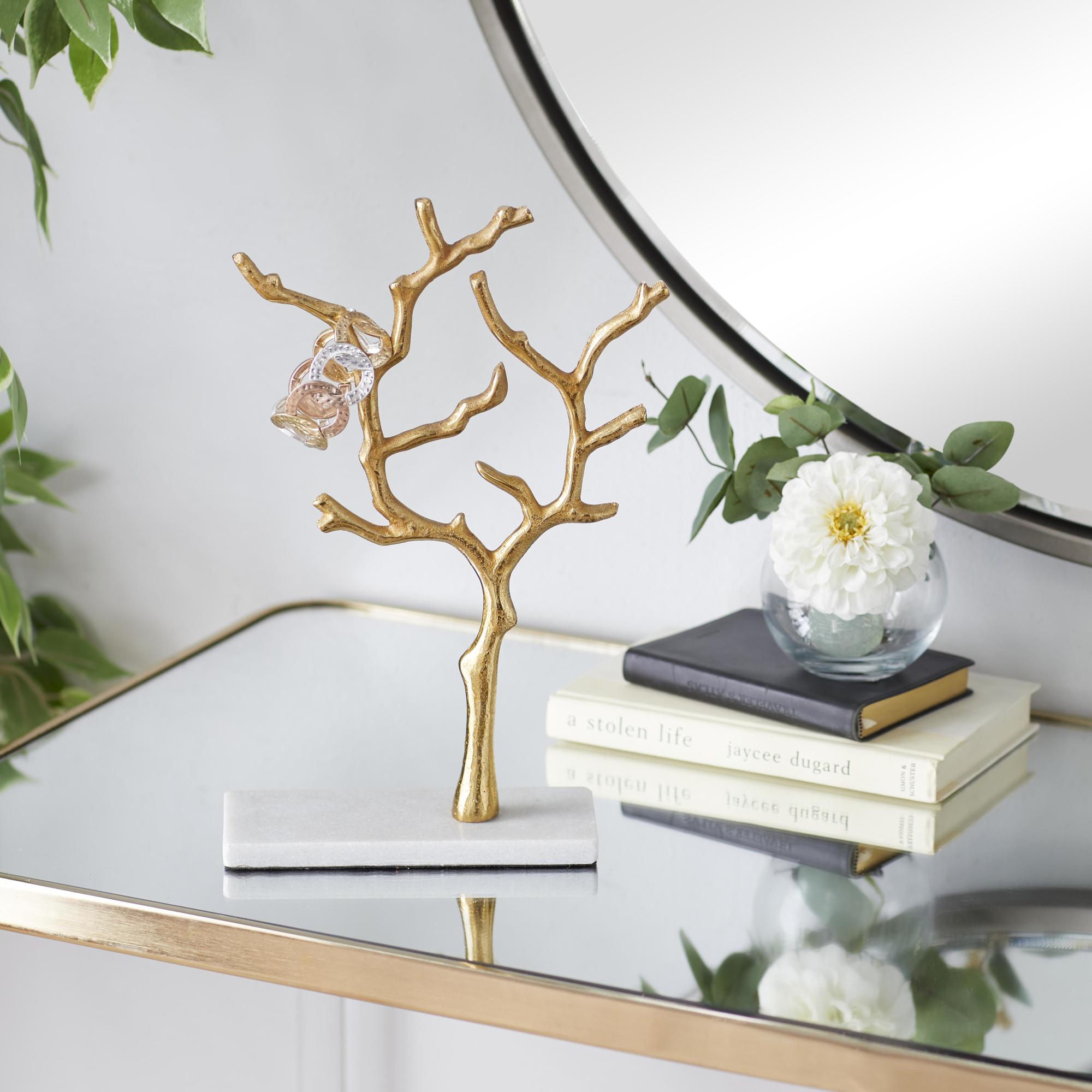 Tree Marble Display Jewelry Stand with Rectangular Base