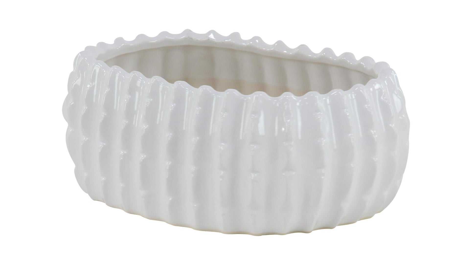 Set of 3 White Ceramic Indoor Outdoor Planter