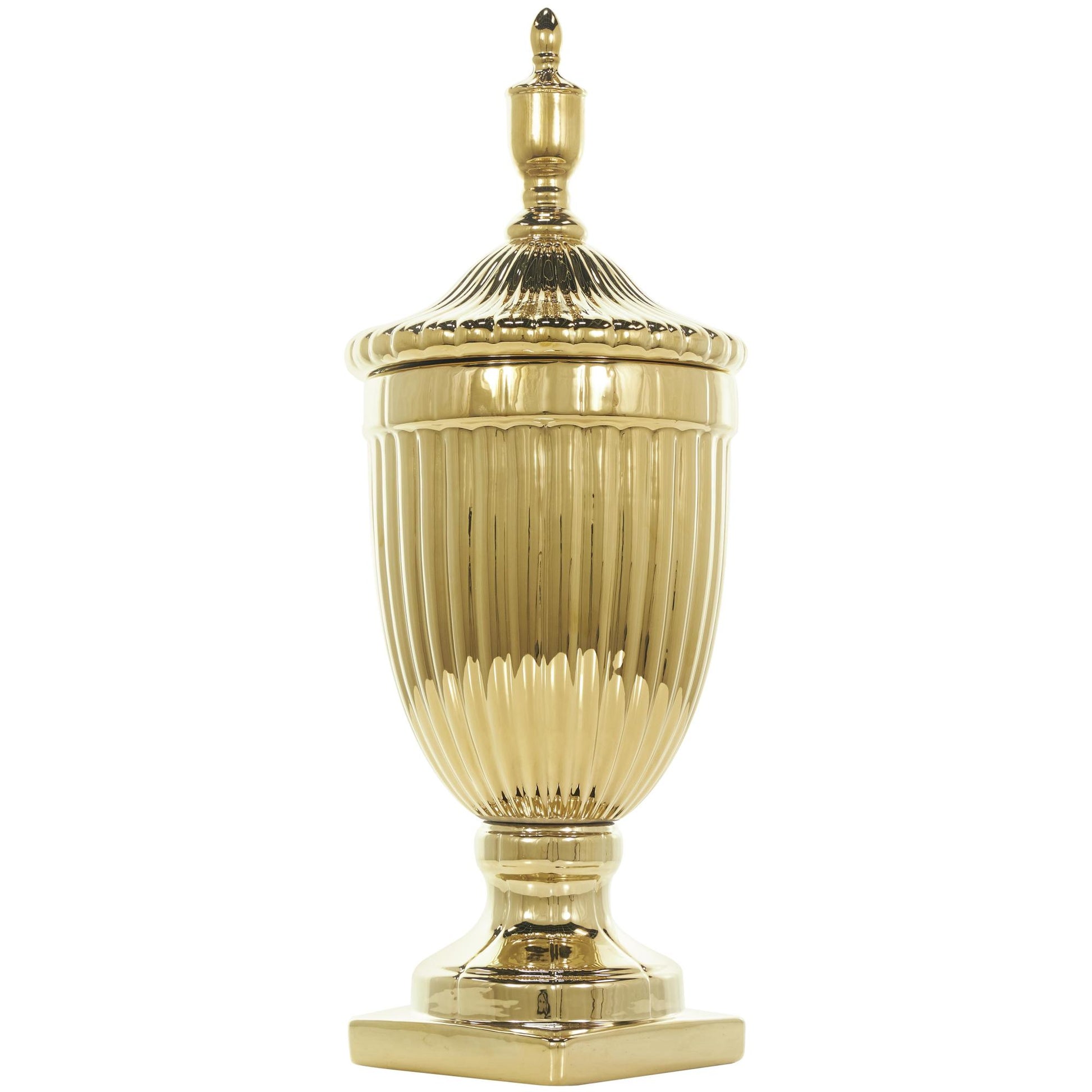 Ceramic Tall Fluted Urn Living Room Decorative Jars with Grooves and Lid