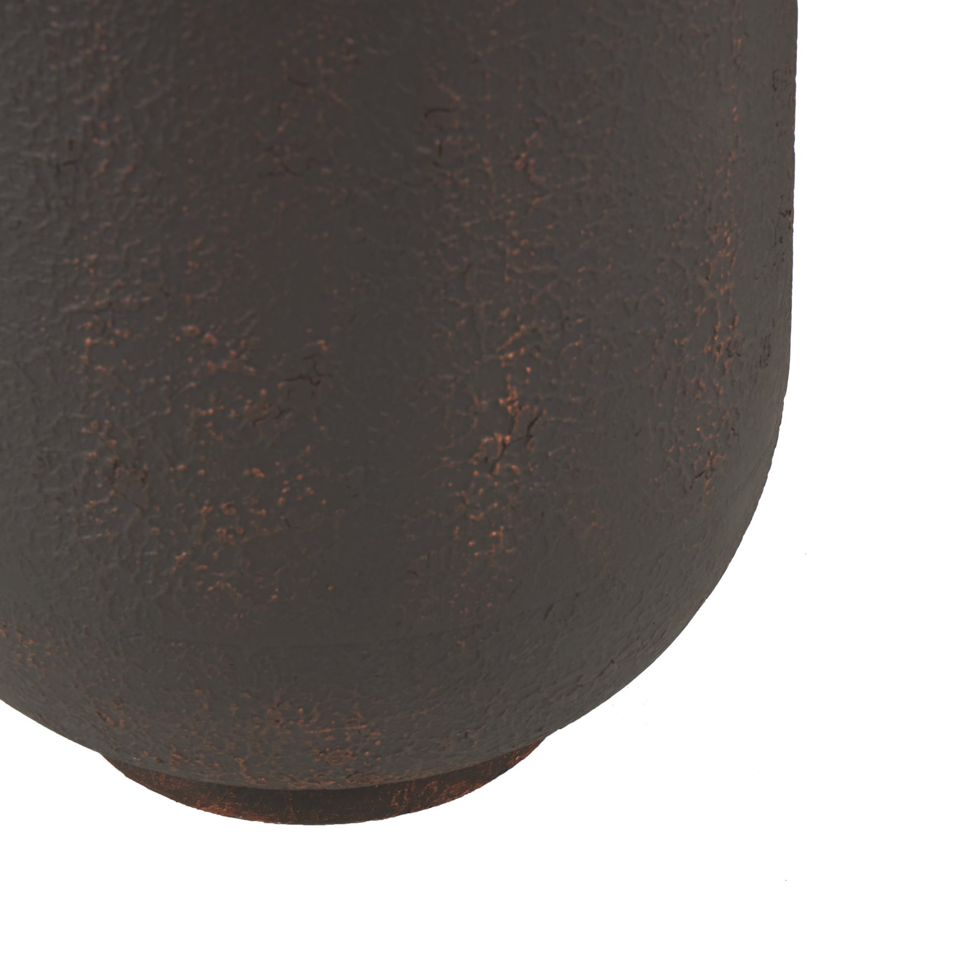 Set of 3 Dark Brown Metal Floor Decorative Vase with Copper Accents