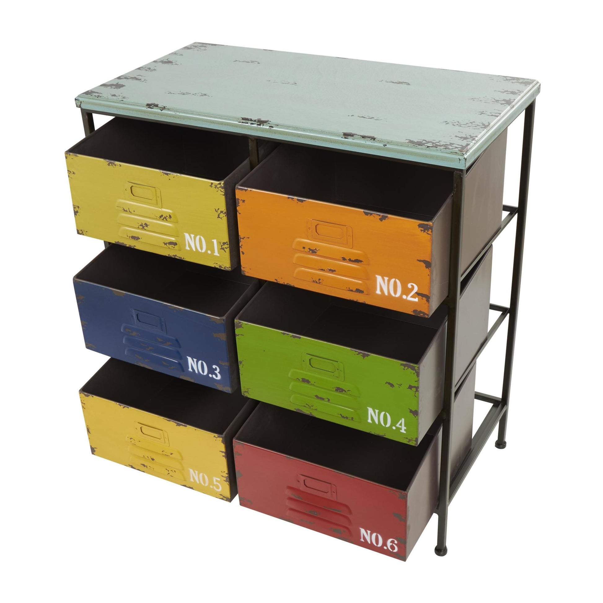 Multi Colored Metal 6 Drawer Room Storage Unit