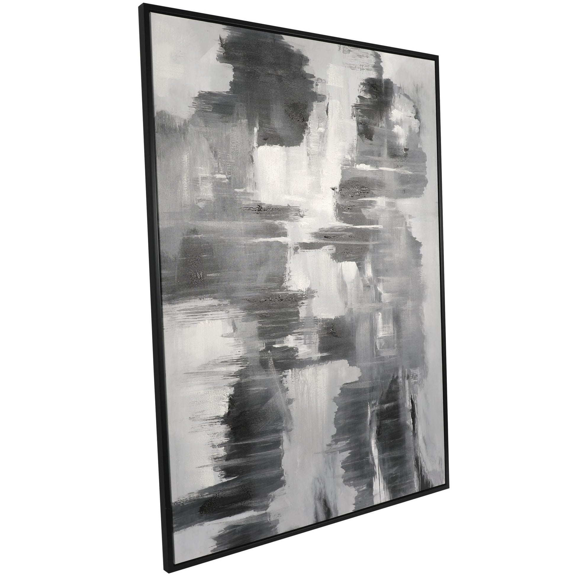 Abstract Black Canvas Shadow Movement Living Room Framed Wall Art with Black Frame