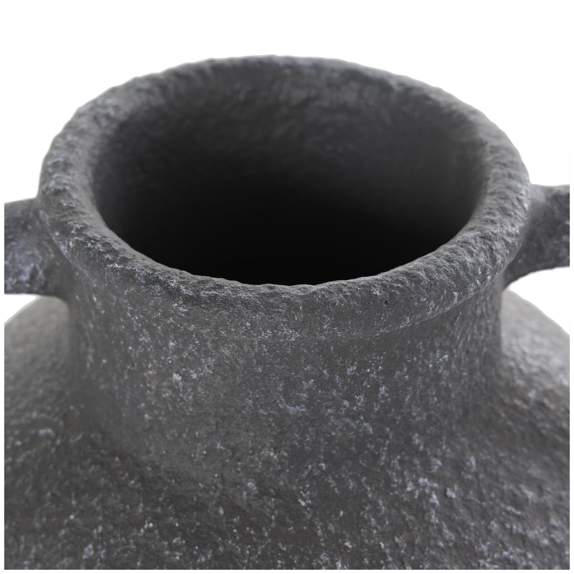 Black Ceramic Whitewashed Textured Amphora Decorative Vase with 2 Handles