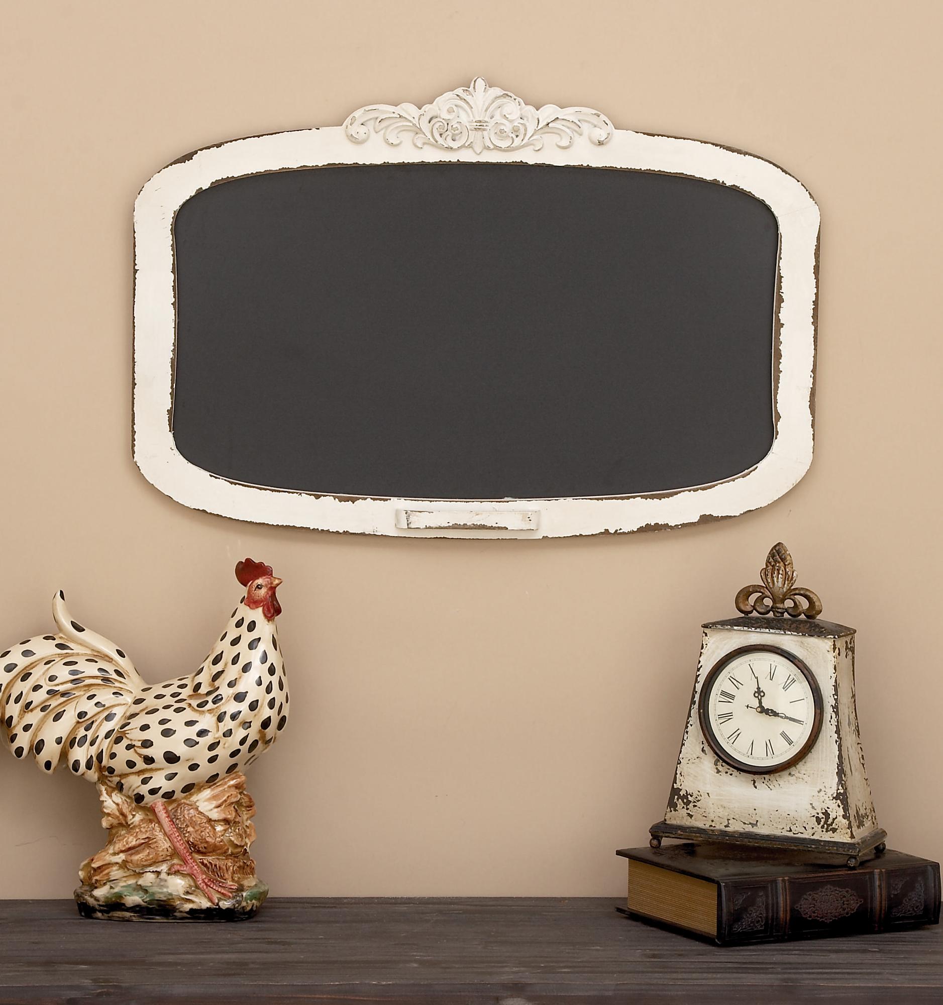 Sign Cream Wood Carved Top Home Wall Decor with Chalkboard