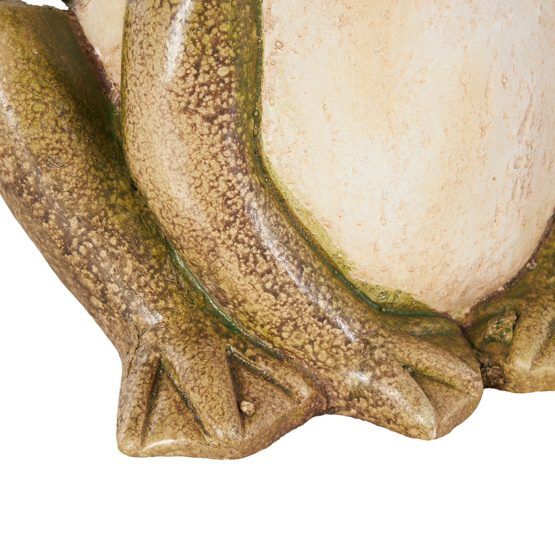 Frog Cream Magnesium Oxide Decorative Garden Sculpture with Brown and Green Accents