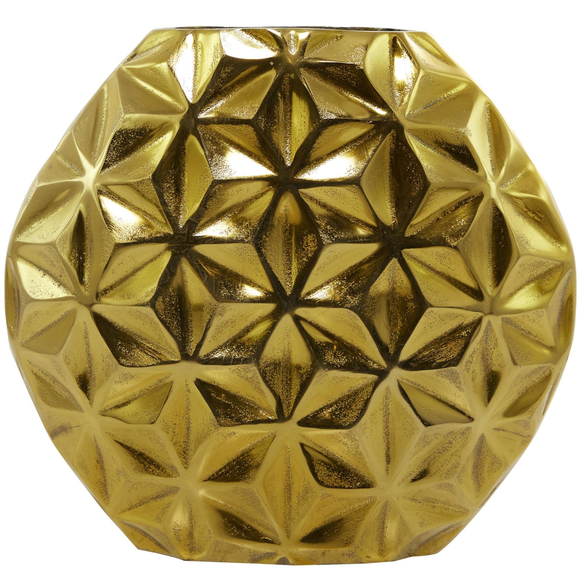 CosmoLiving by Cosmopolitan Geometric Aluminum Metal Faceted Decorative Vase