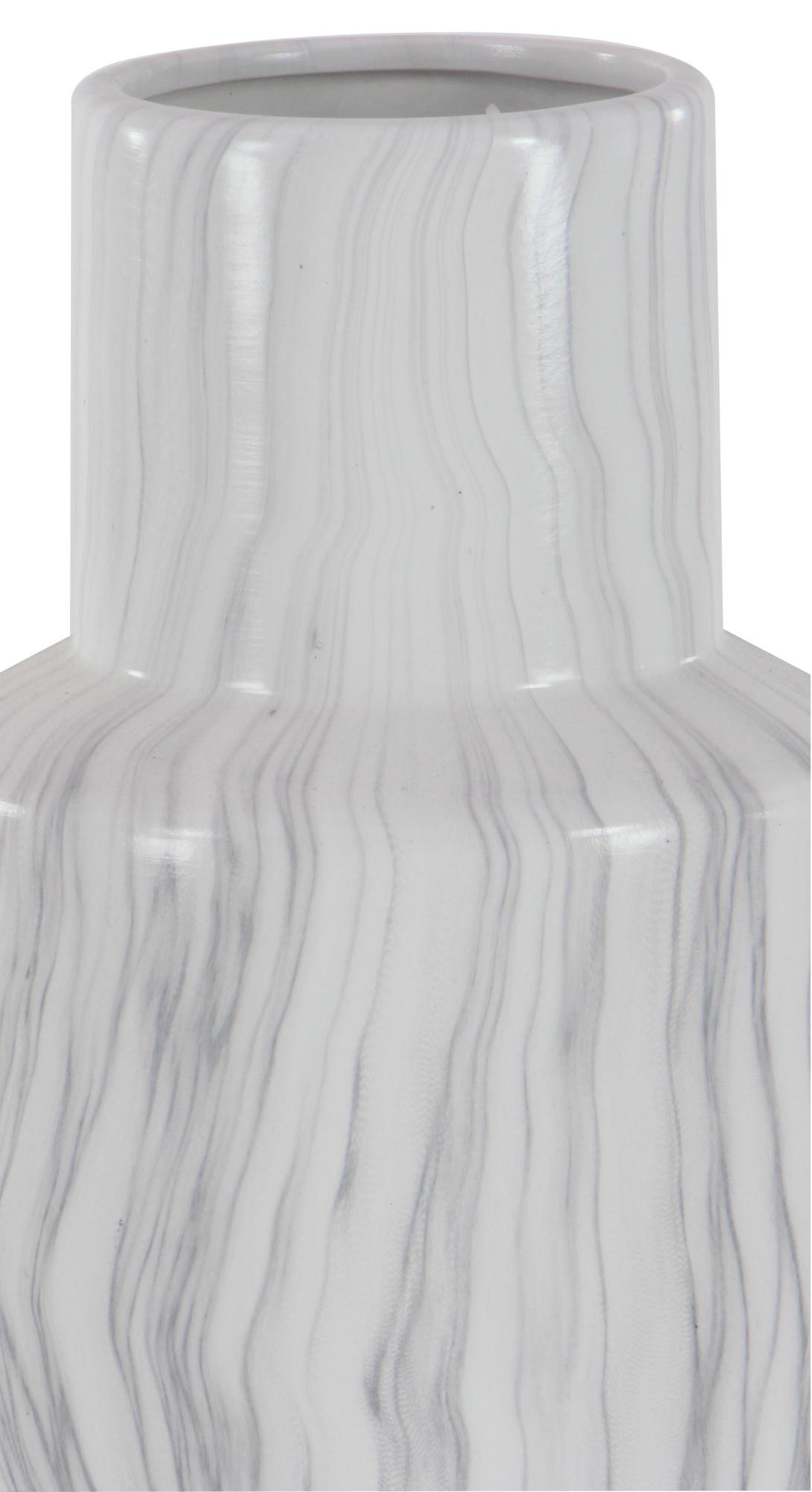 White Ceramic Faux Marble Decorative Vase