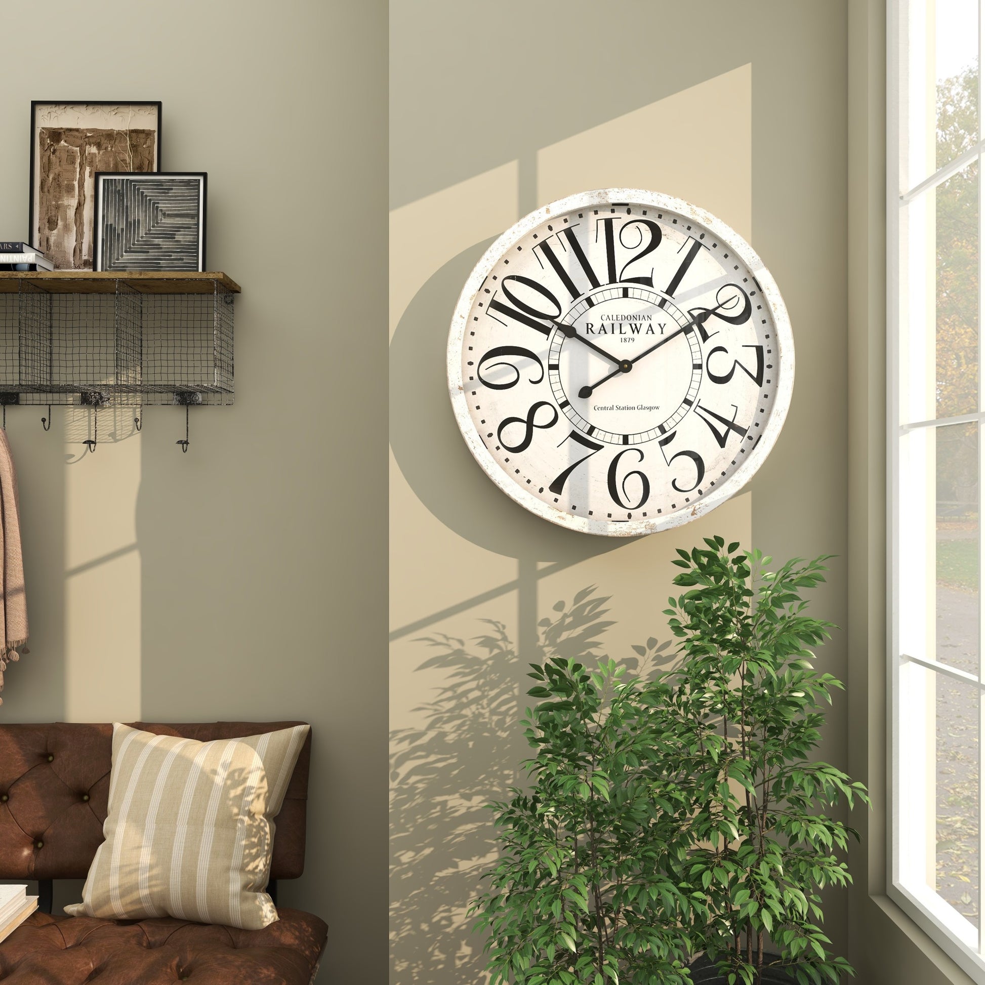 White Wooden Decorative Wall Clock