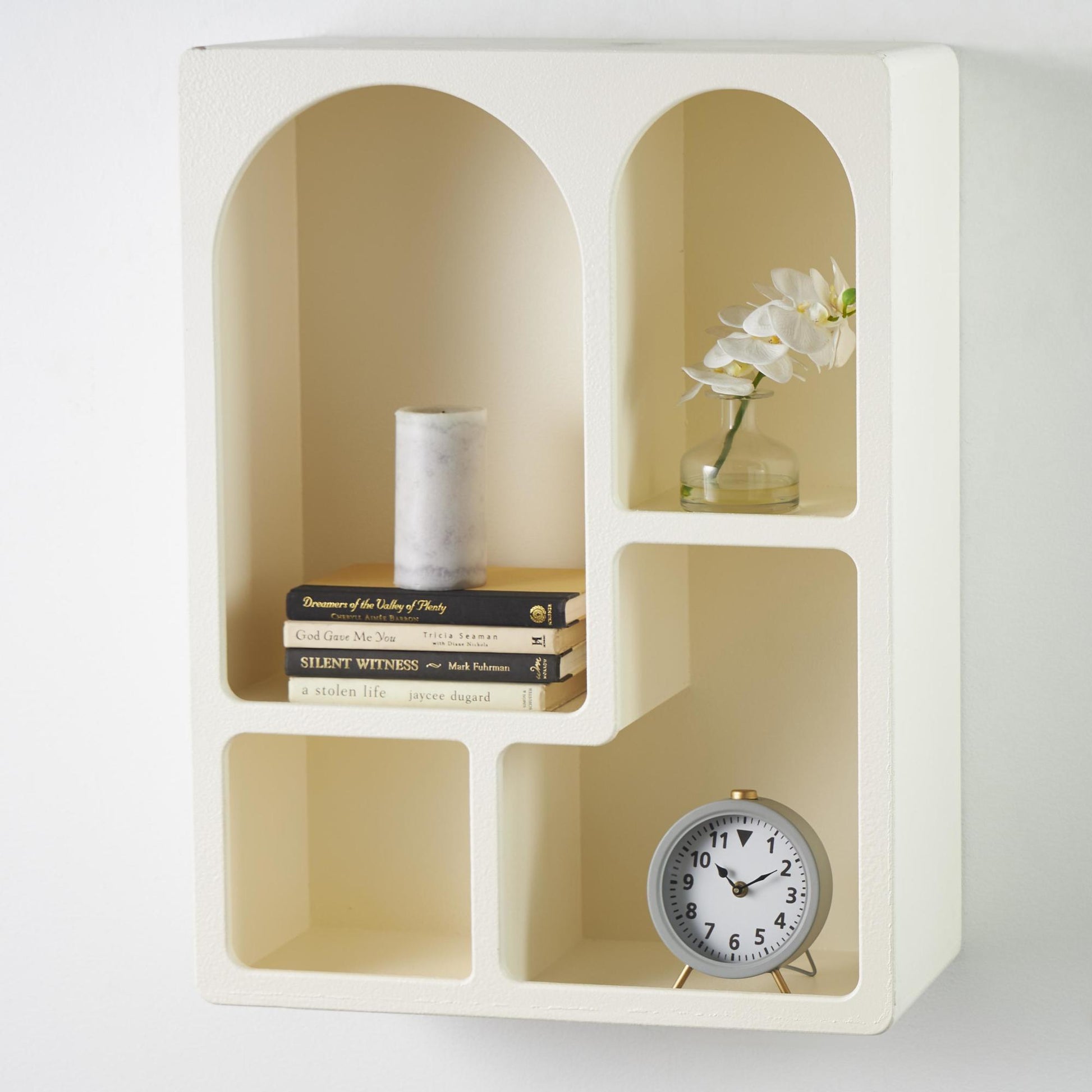 Geometric Wooden Arched 4 Shelf Room Wall Shelf with Block Shapes