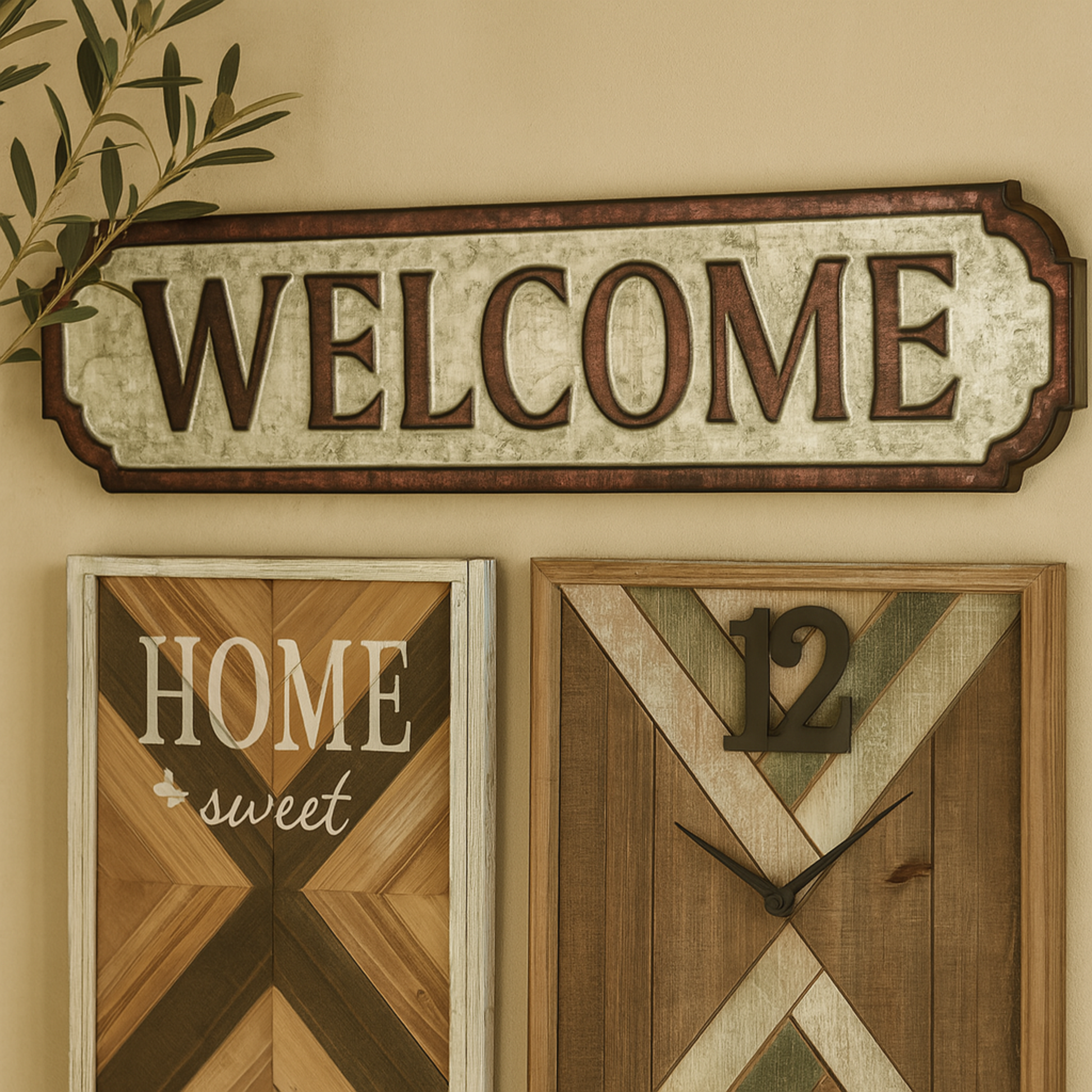 Sign Brown Metal Welcome Home Wall Decor