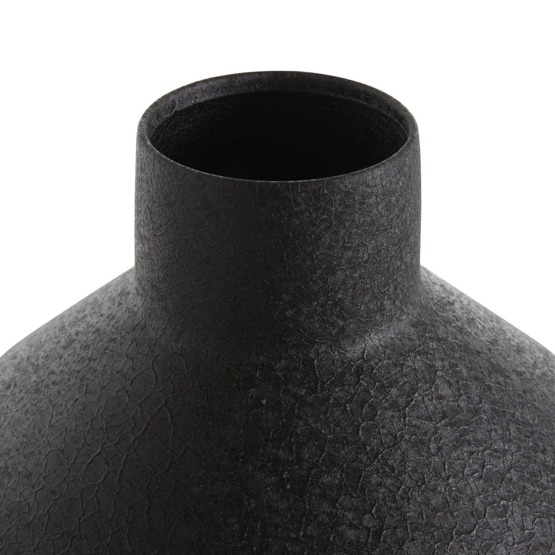 Set of 2 Black Metal Textured Tapered Decorative Vase
