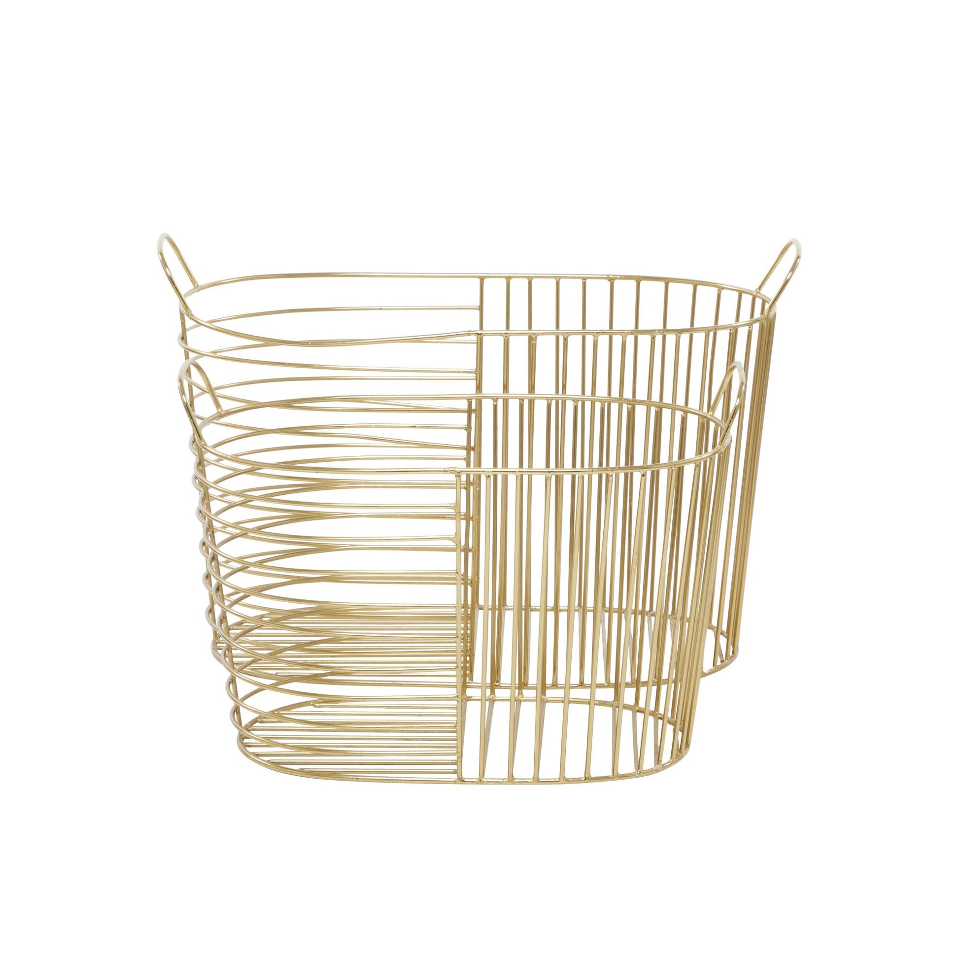 CosmoLiving by Cosmopolitan Set of 2 Metal Wire Oval Decorative and Functional Storage Basket with Handles