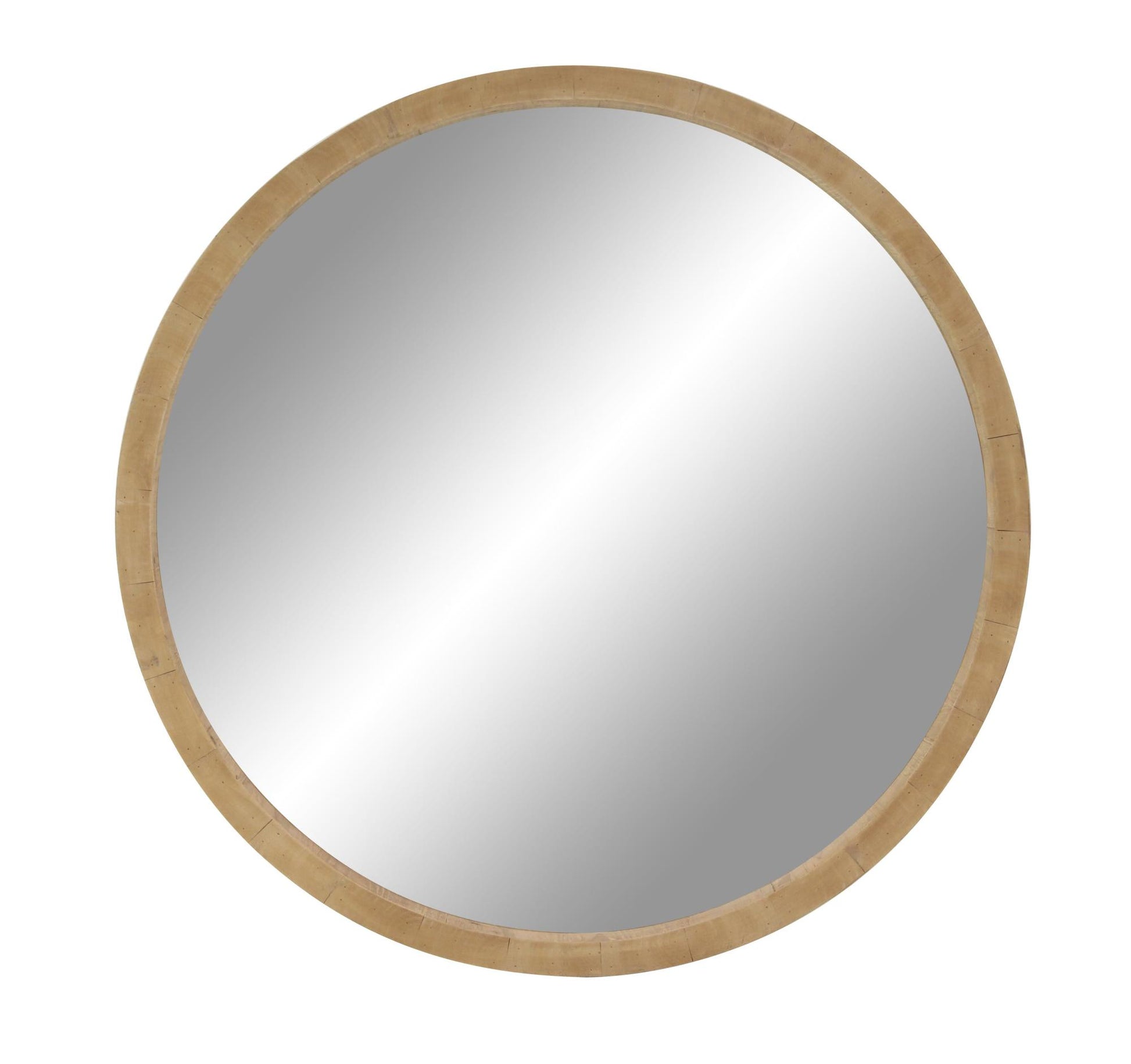 Brown Wood Room Wall Mirror with Natural Wood Grains
