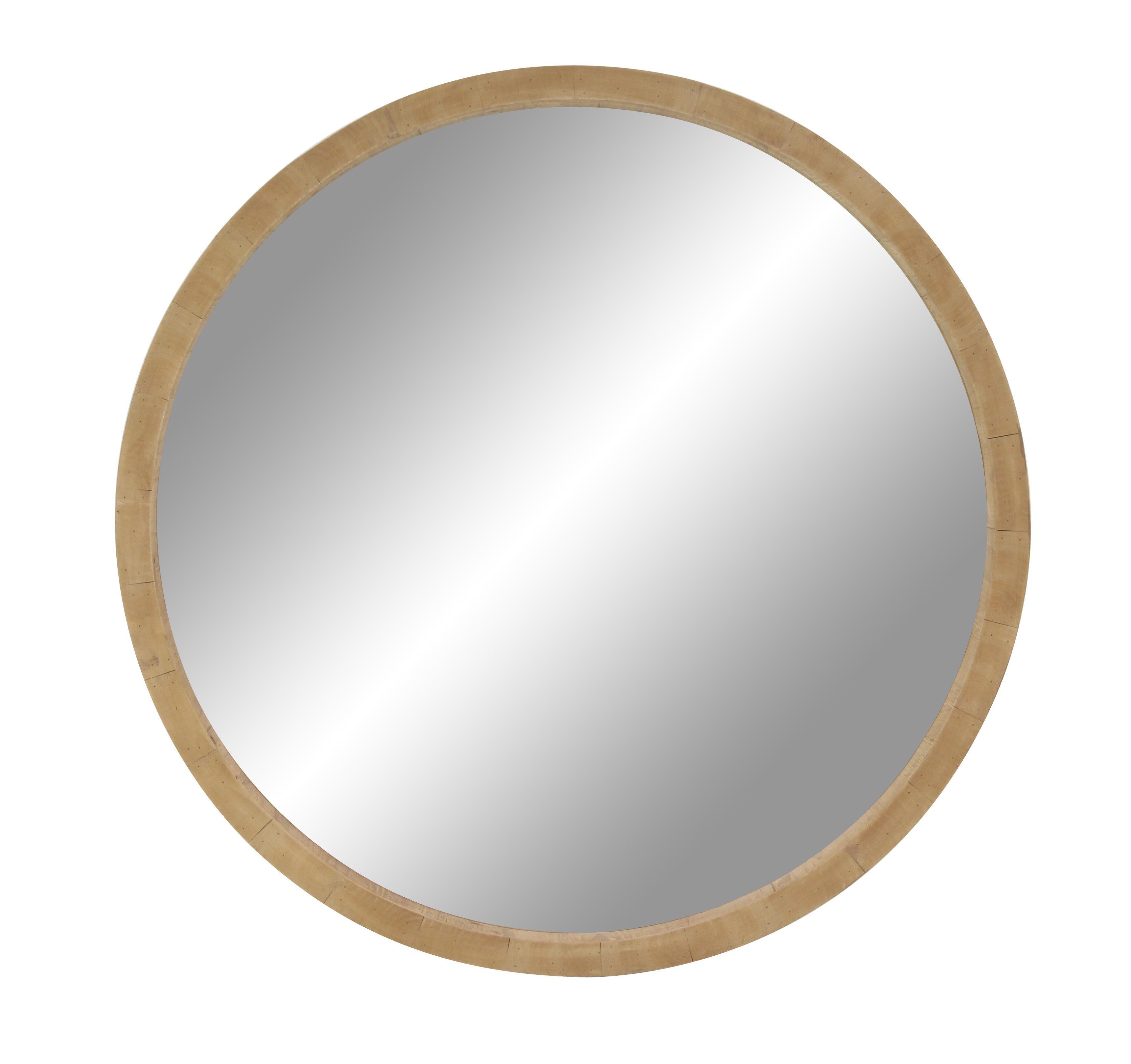 Brown Wood Room Wall Mirror with Natural Wood Grains